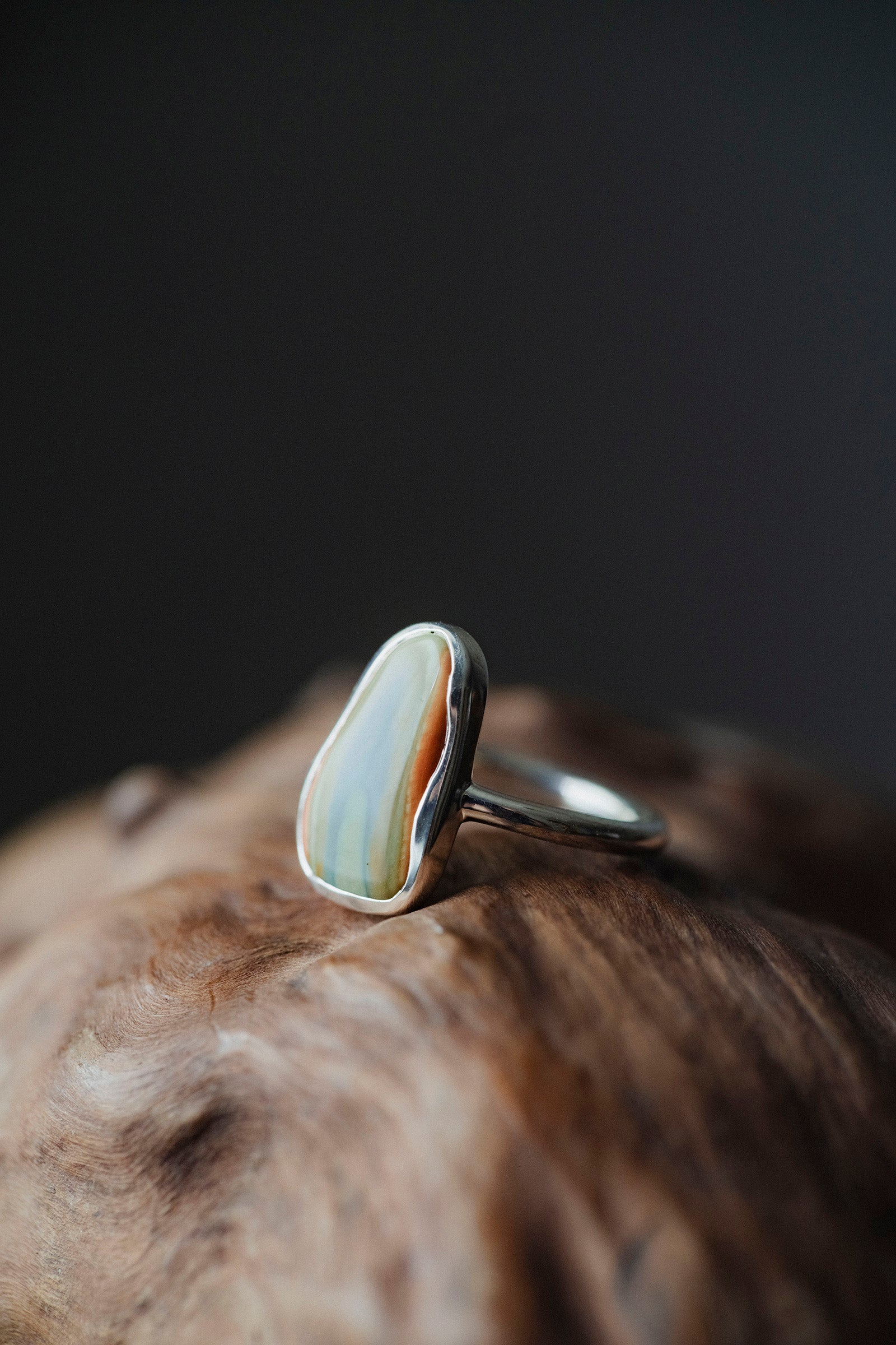 silver ring  2mm  jasper