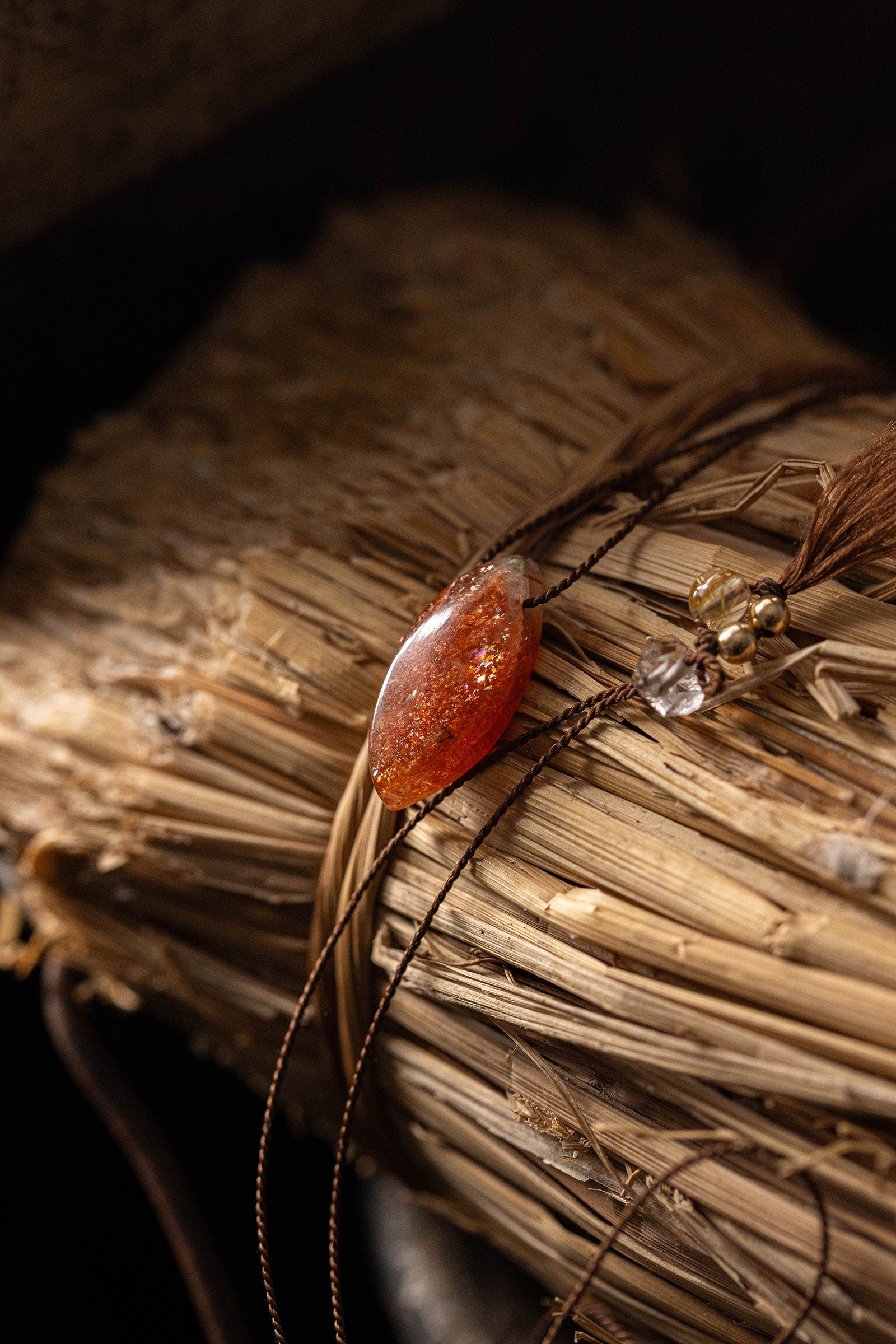 silk cord necklace (sunstone)