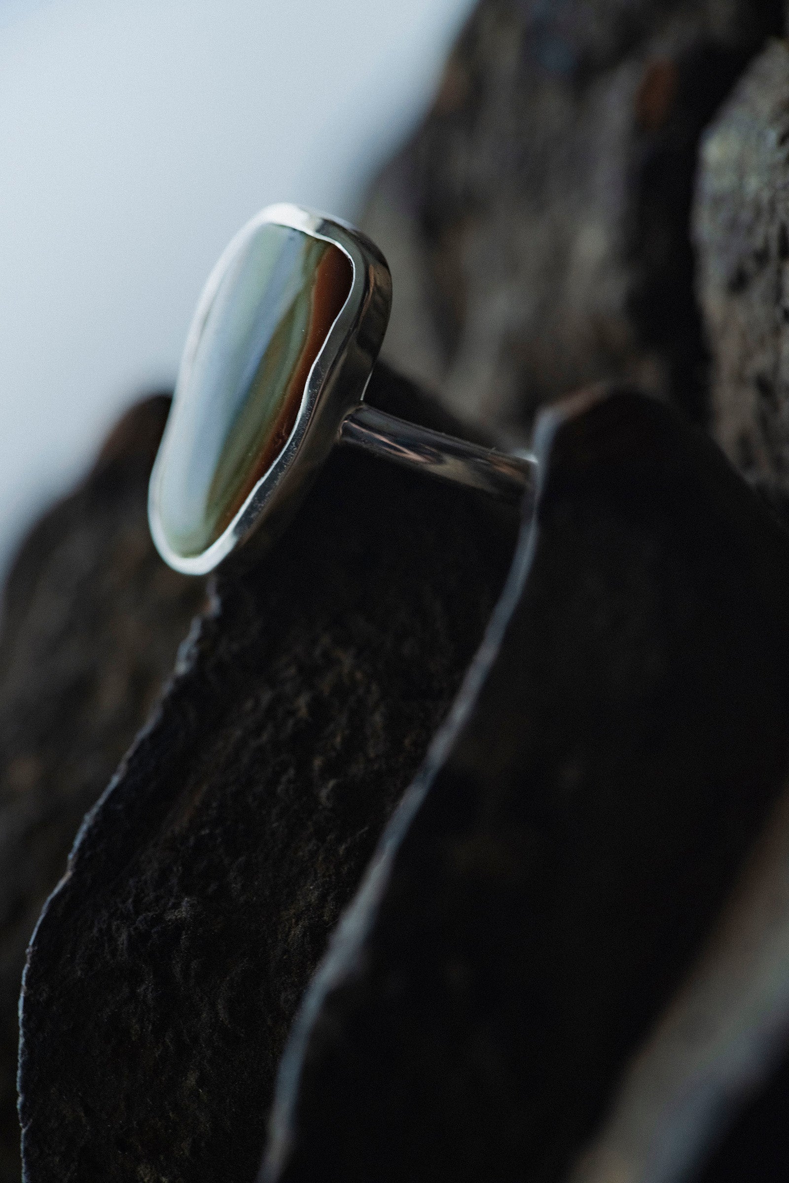 silver ring  2mm  jasper