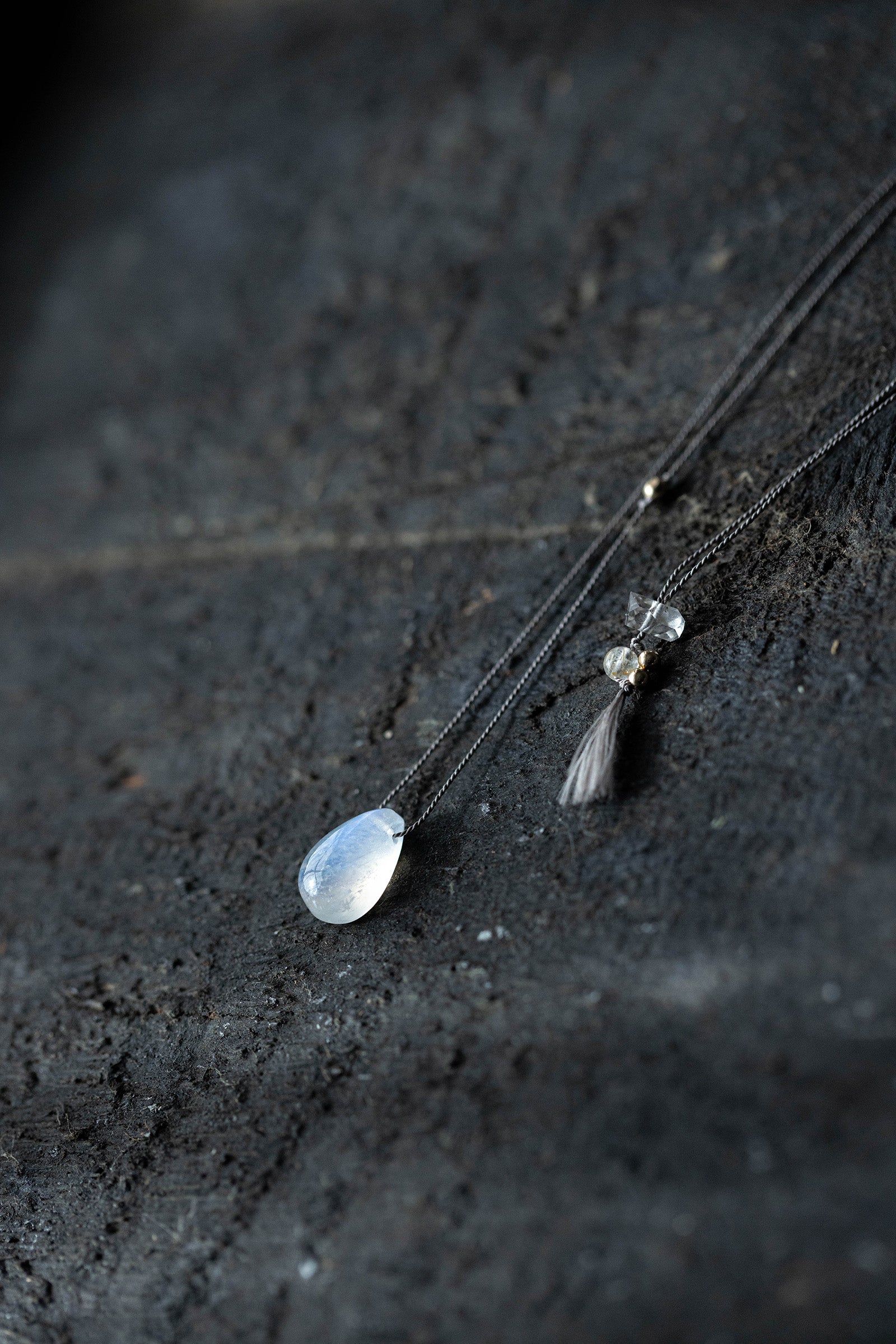 silk cord necklace (elestial quartz)