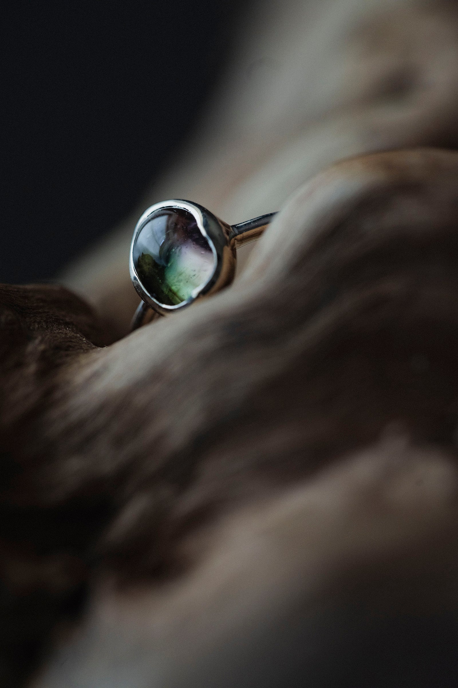 silver ring  1mm  tourmaline