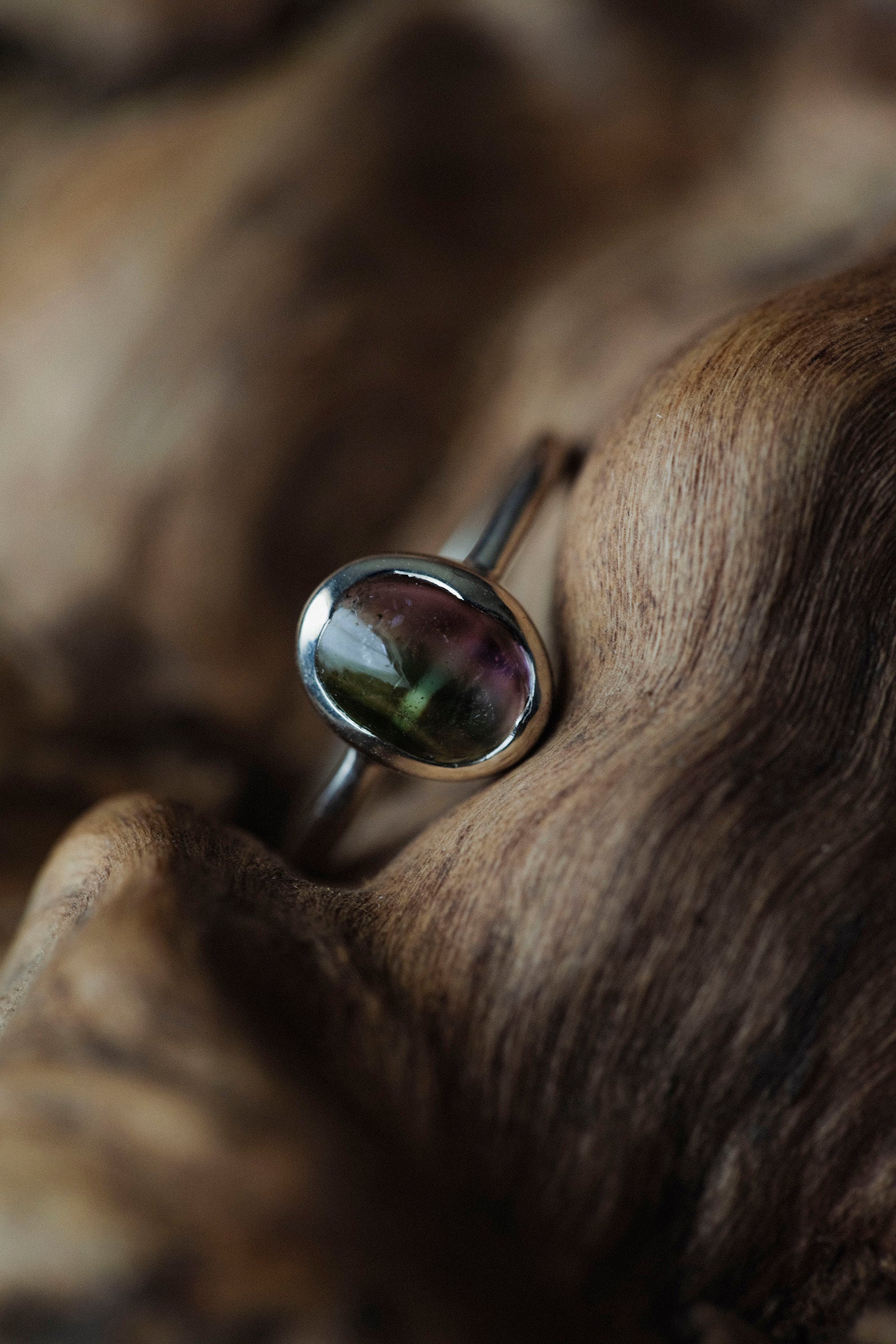 silver ring  1mm  tourmaline