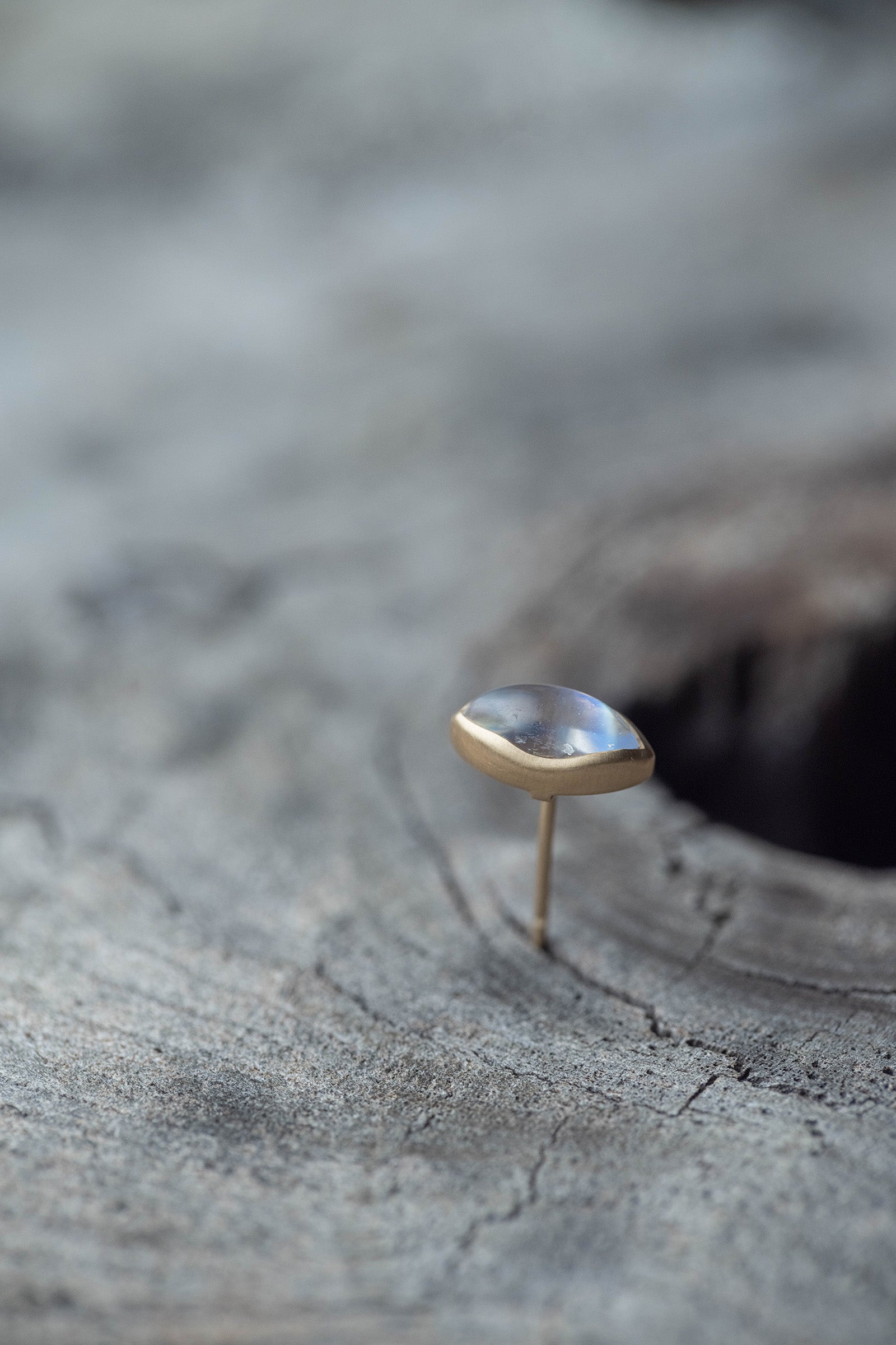 18K earrings pair  rainbow moonstone