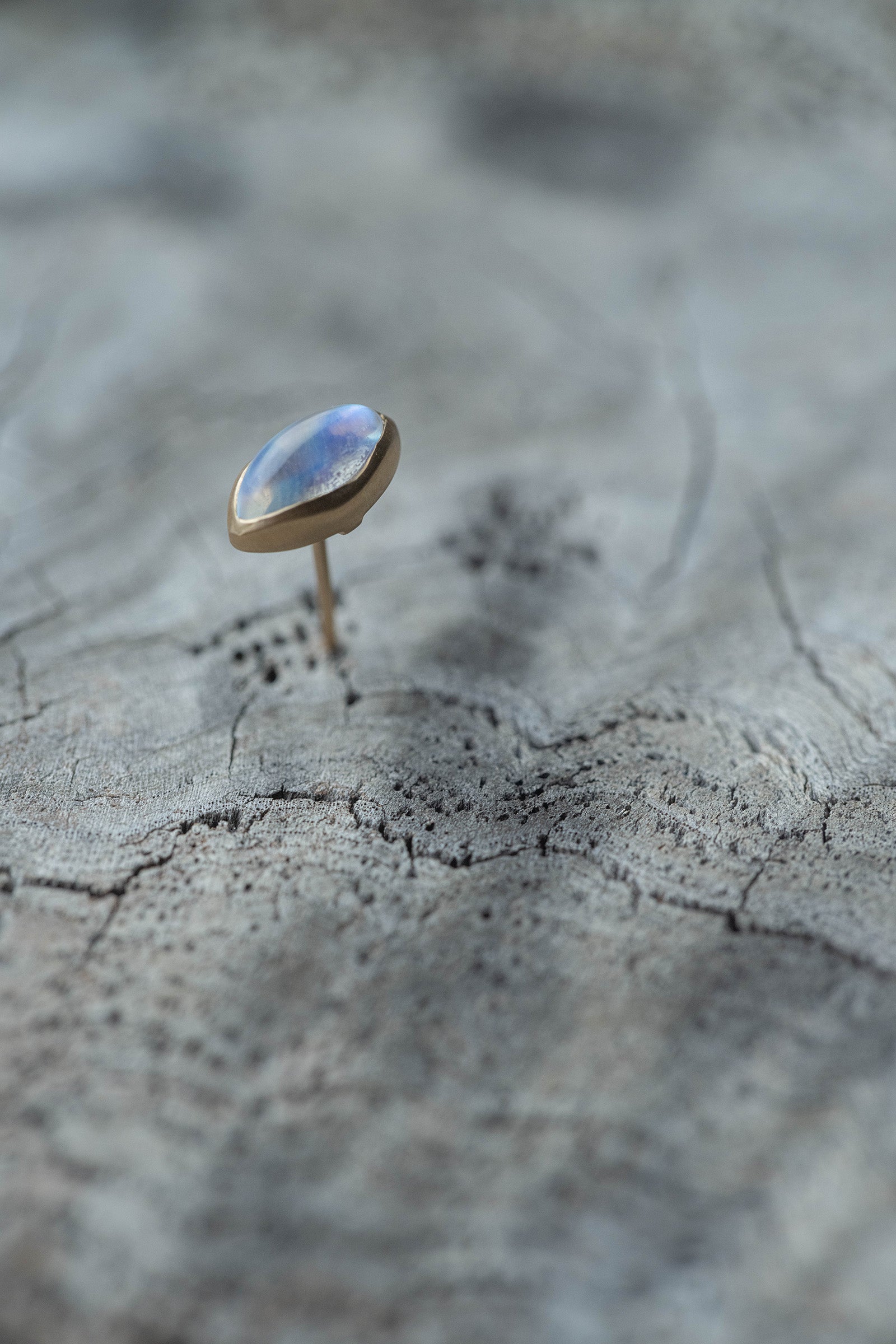 18K earrings pair  rainbow moonstone