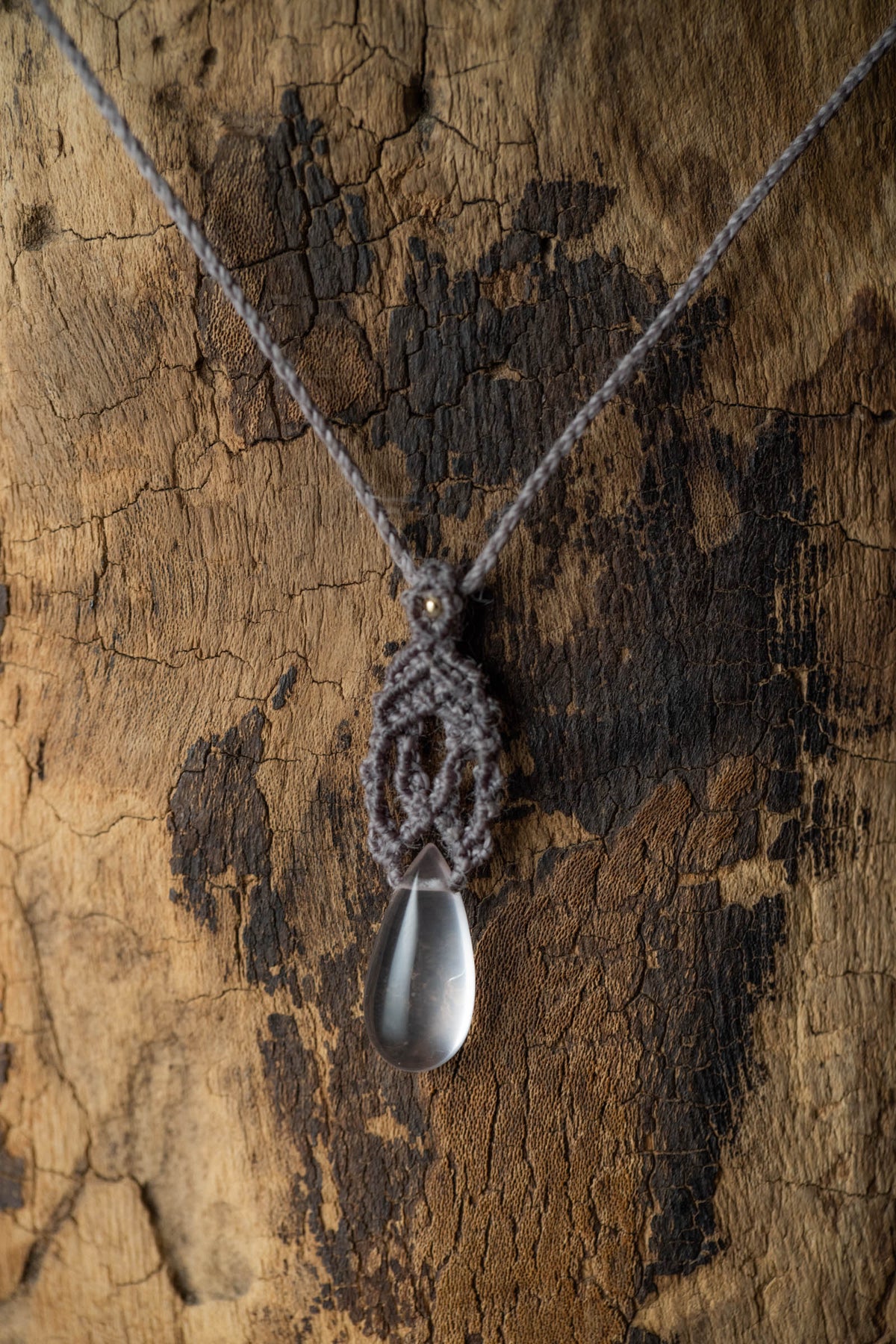 macrame necklace ( rose quartz )