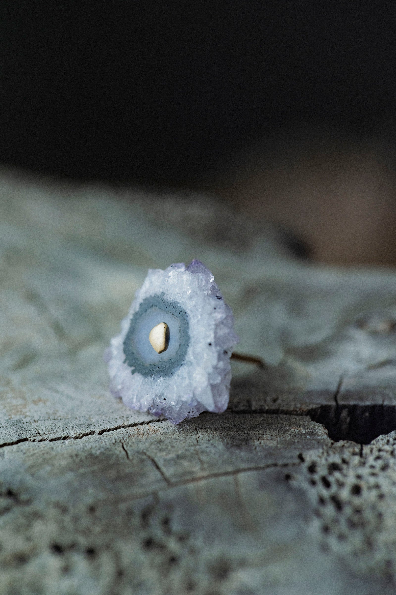 18K earrings amethyst slice small ( single )