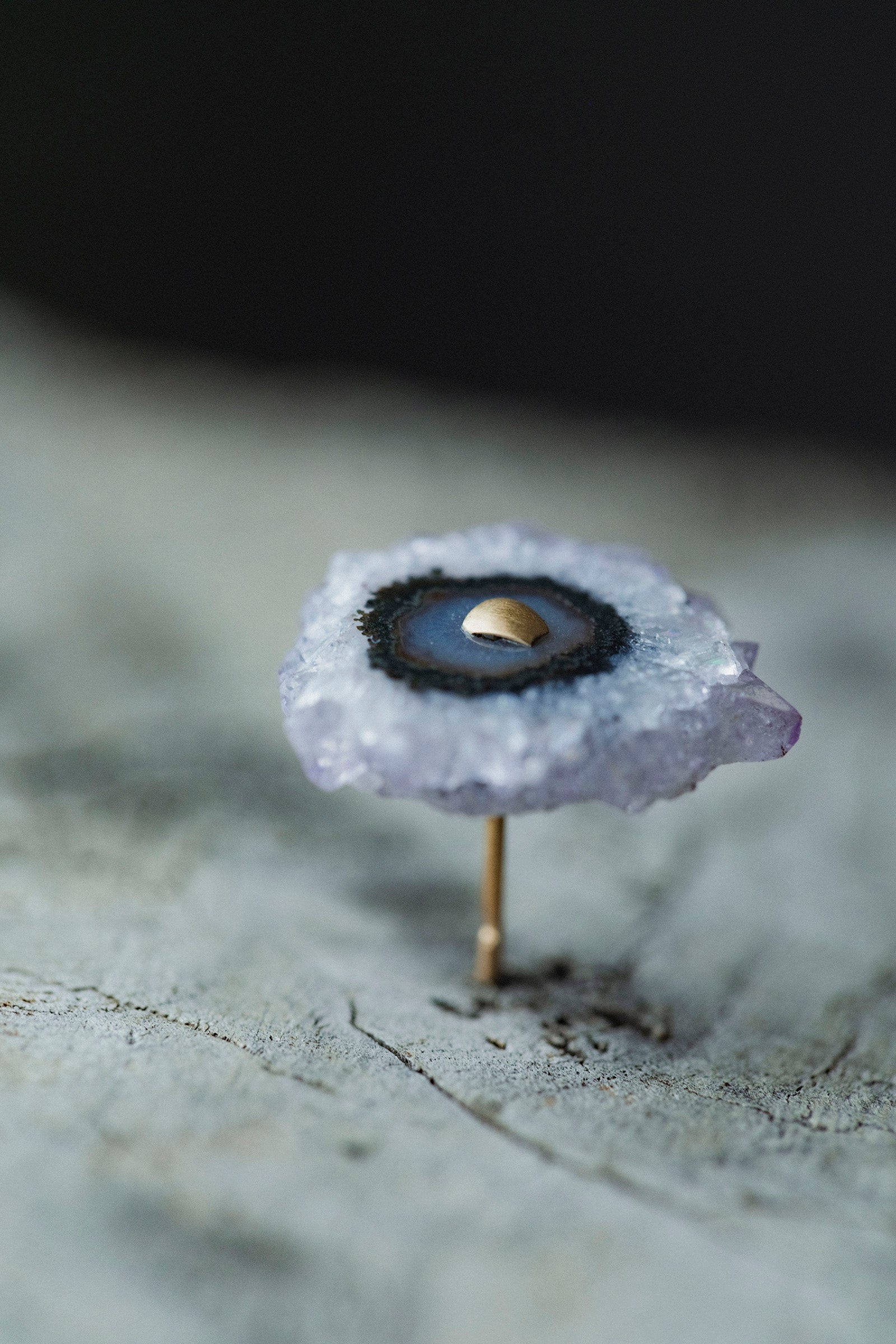 18K earrings amethyst slice small ( single )