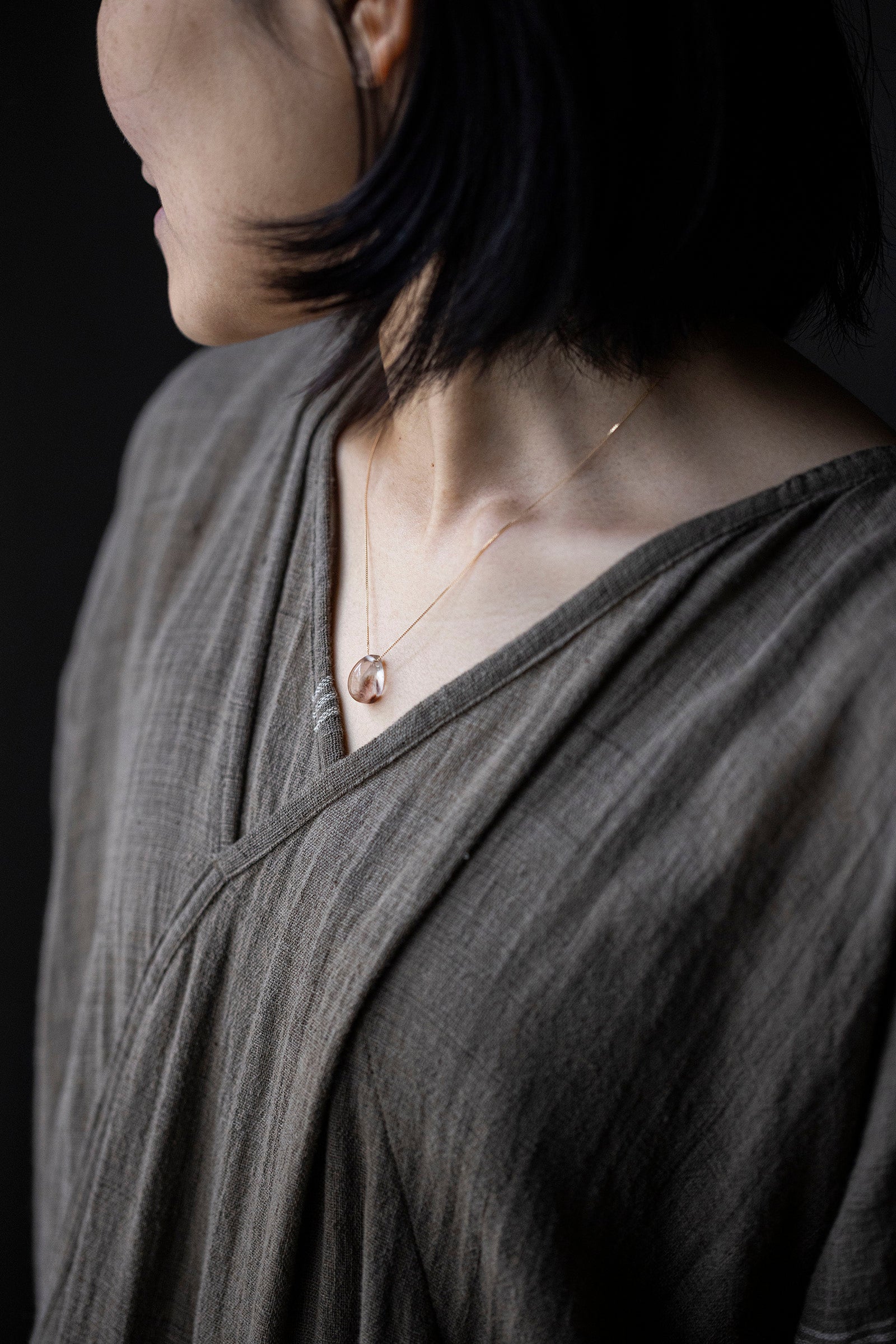 18K necklace ( tangerine quartz )