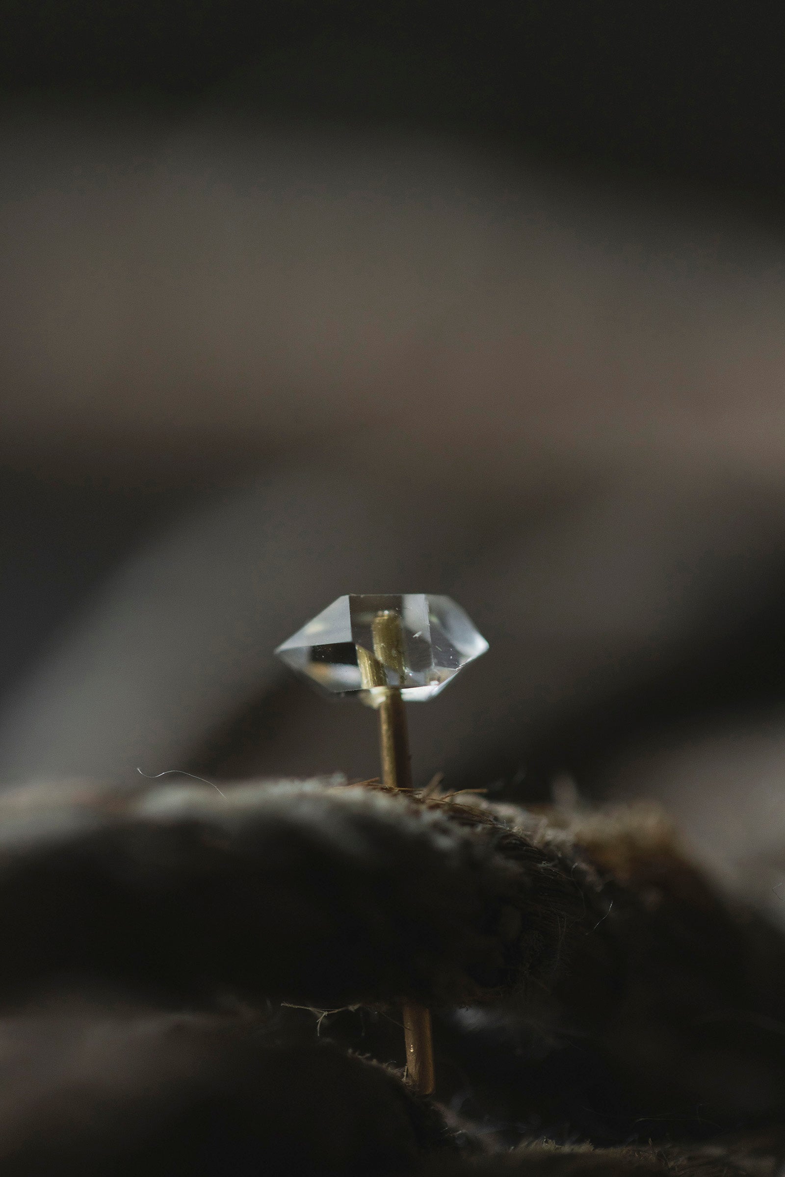18K  herkimer quartz rough stone earrings (pair)