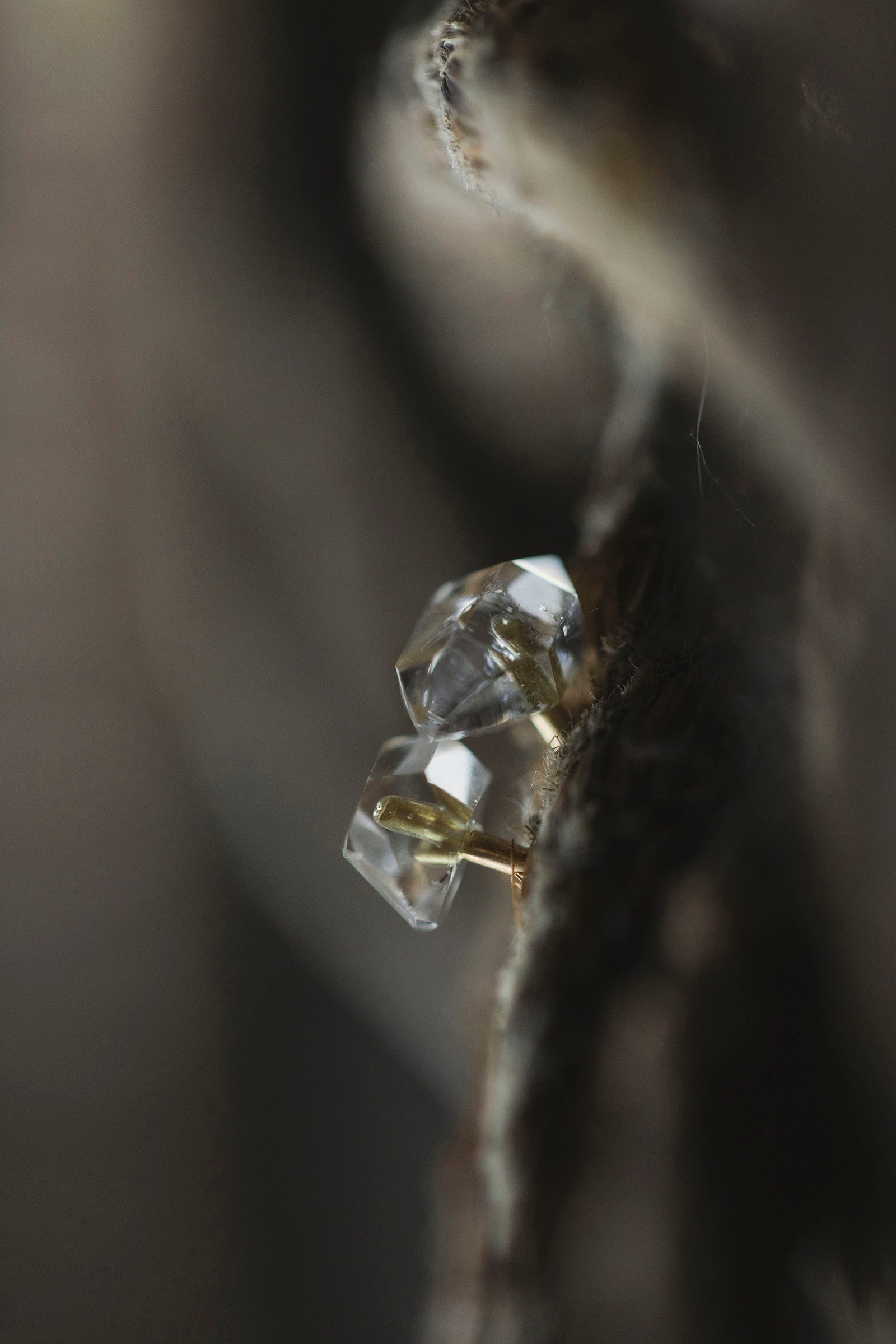 18K  herkimer quartz rough stone earrings (pair)