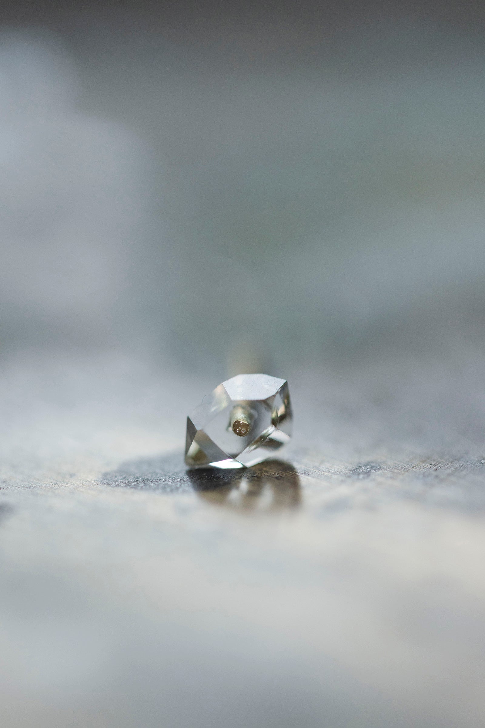 18K  herkimer quartz rough stone earrings (pair)