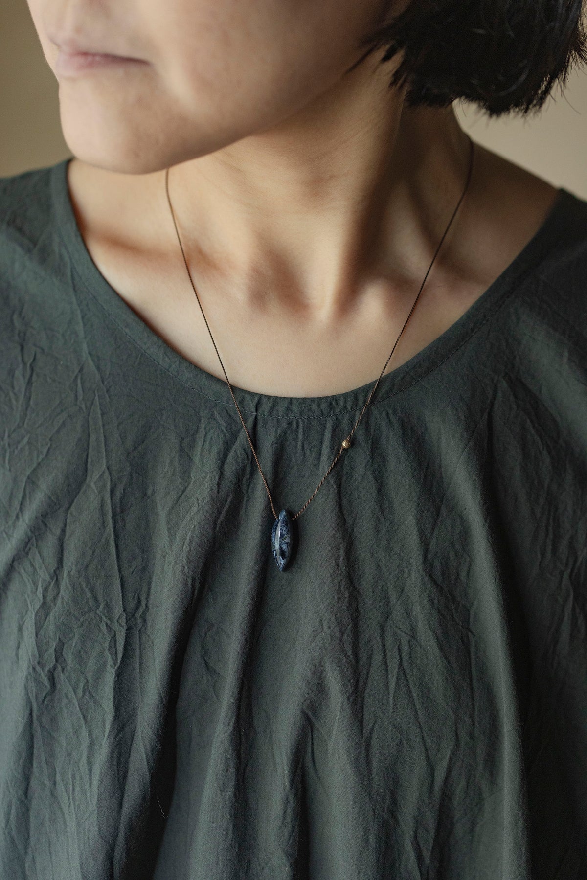 silk cord necklace (elestial quartz)