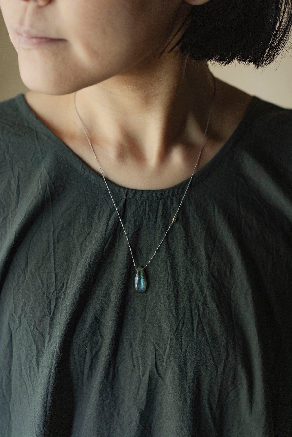 silk cord necklace (elestial quartz)