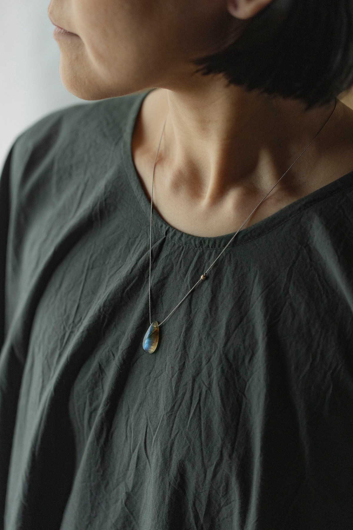silk cord necklace (elestial quartz)