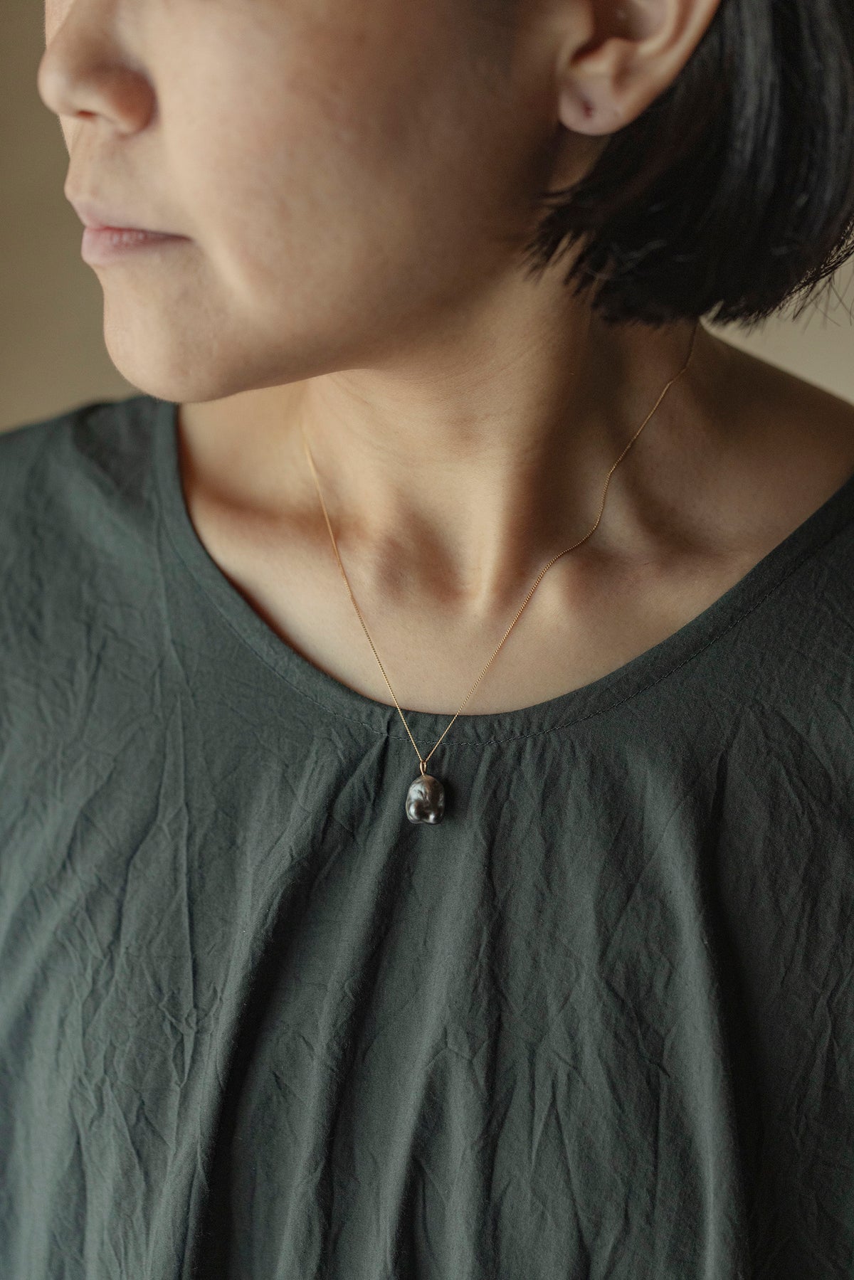 18K necklace (rose quartz)