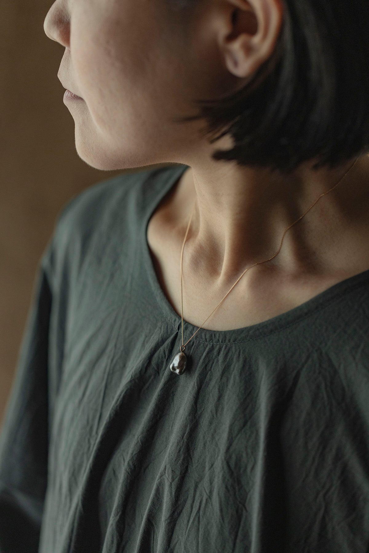 18K necklace (rose quartz)