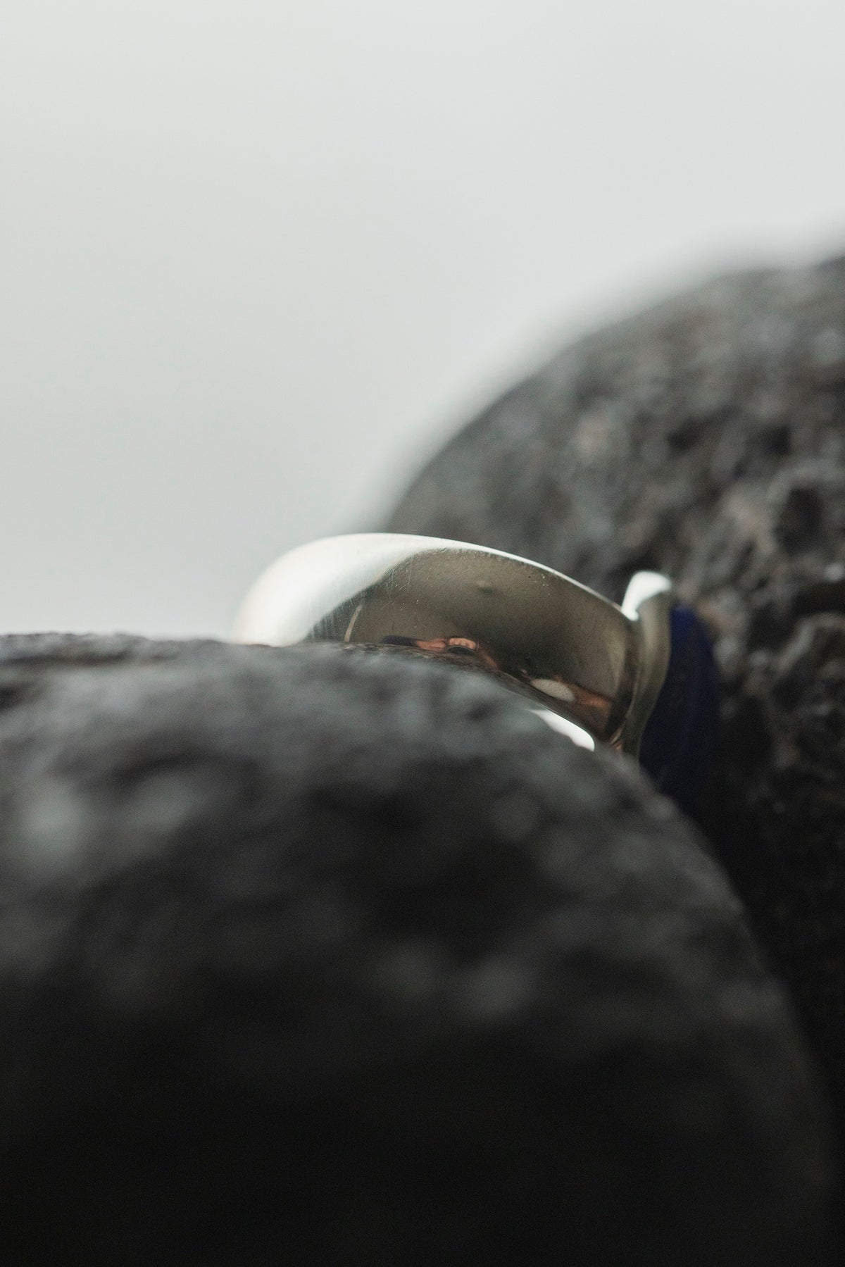 silver ring  flat band 8mm  ( lapis lazuli )