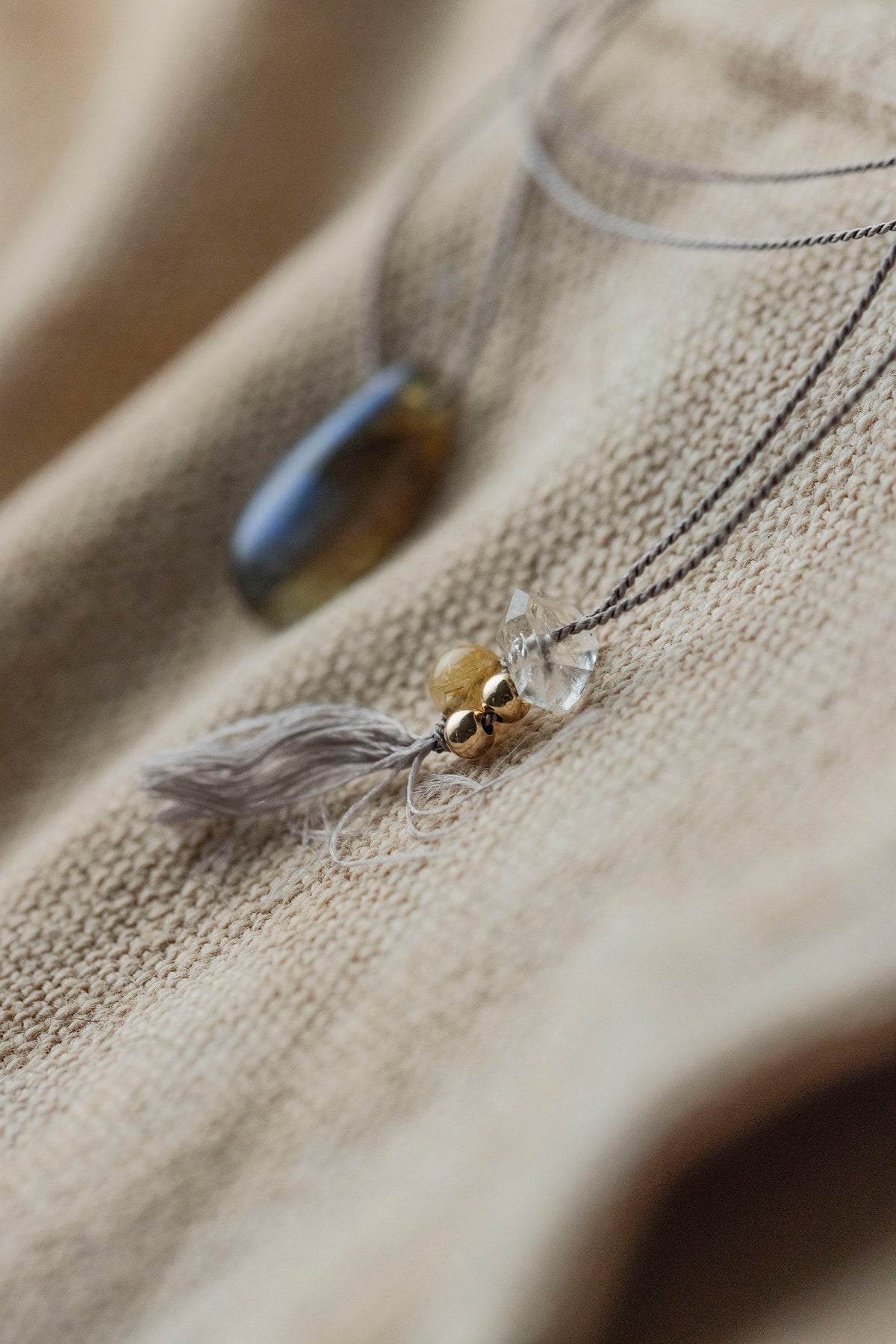 silk cord necklace (elestial quartz)