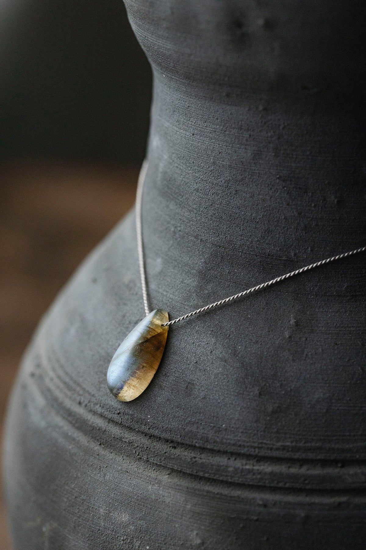 silk cord necklace (elestial quartz)