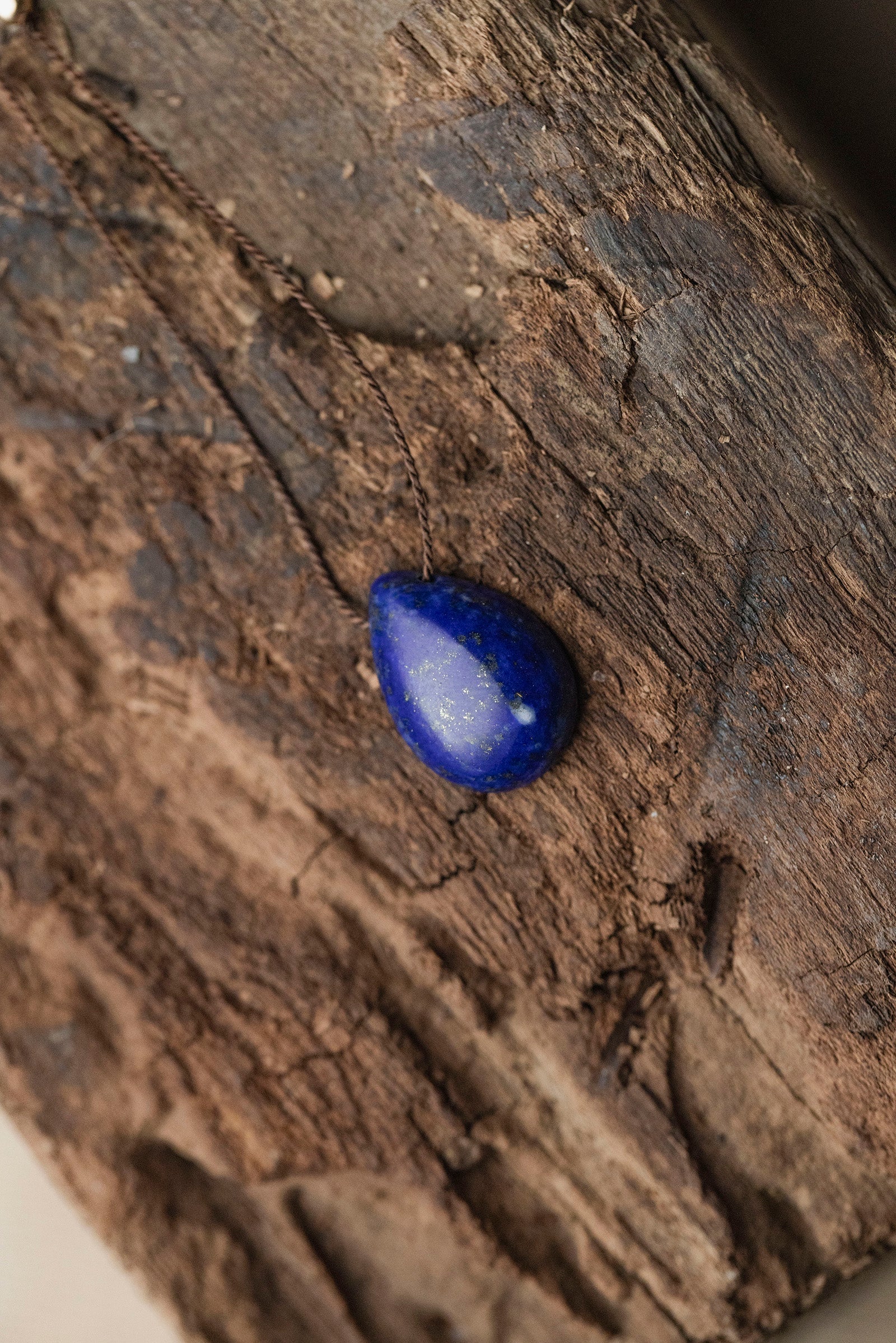 silk cord necklace - ( lapis lazuli )