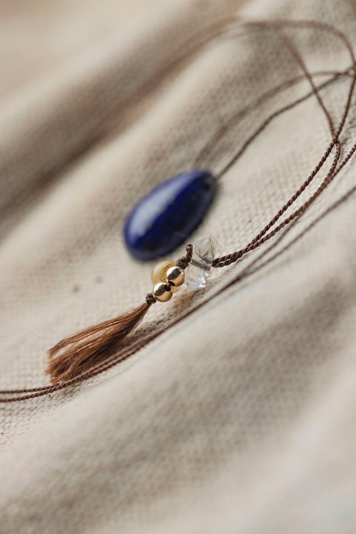 silk cord necklace (elestial quartz)