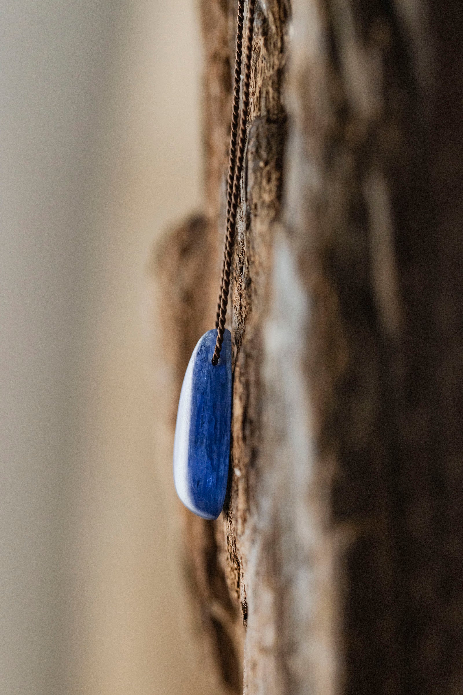 silk cord necklace - (kyanite)