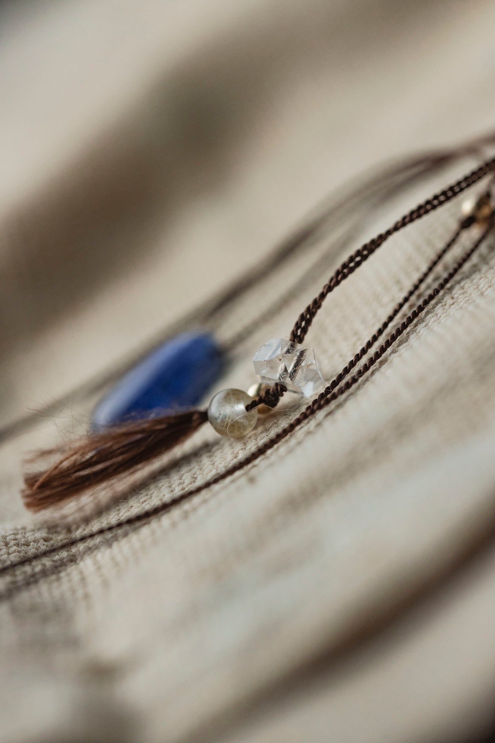 silk cord necklace - (kyanite)