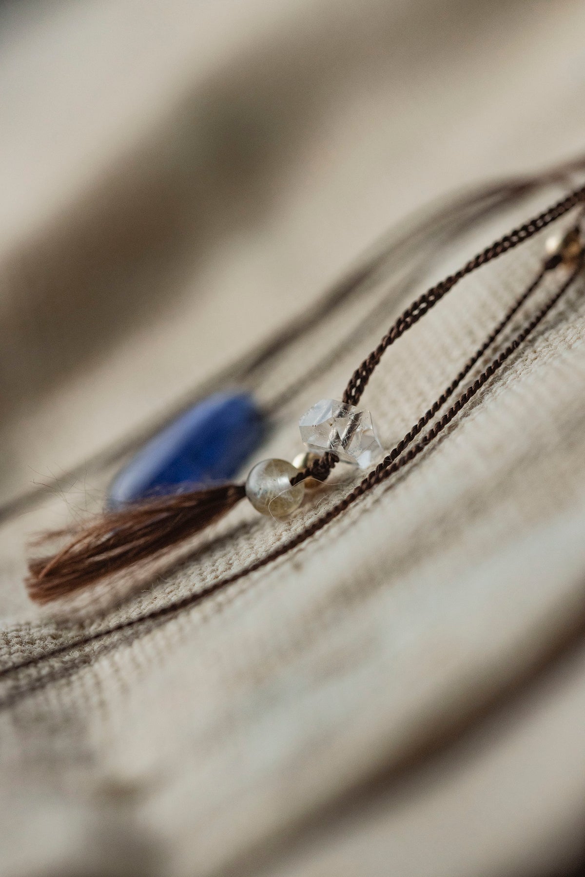 silk cord necklace (elestial quartz)