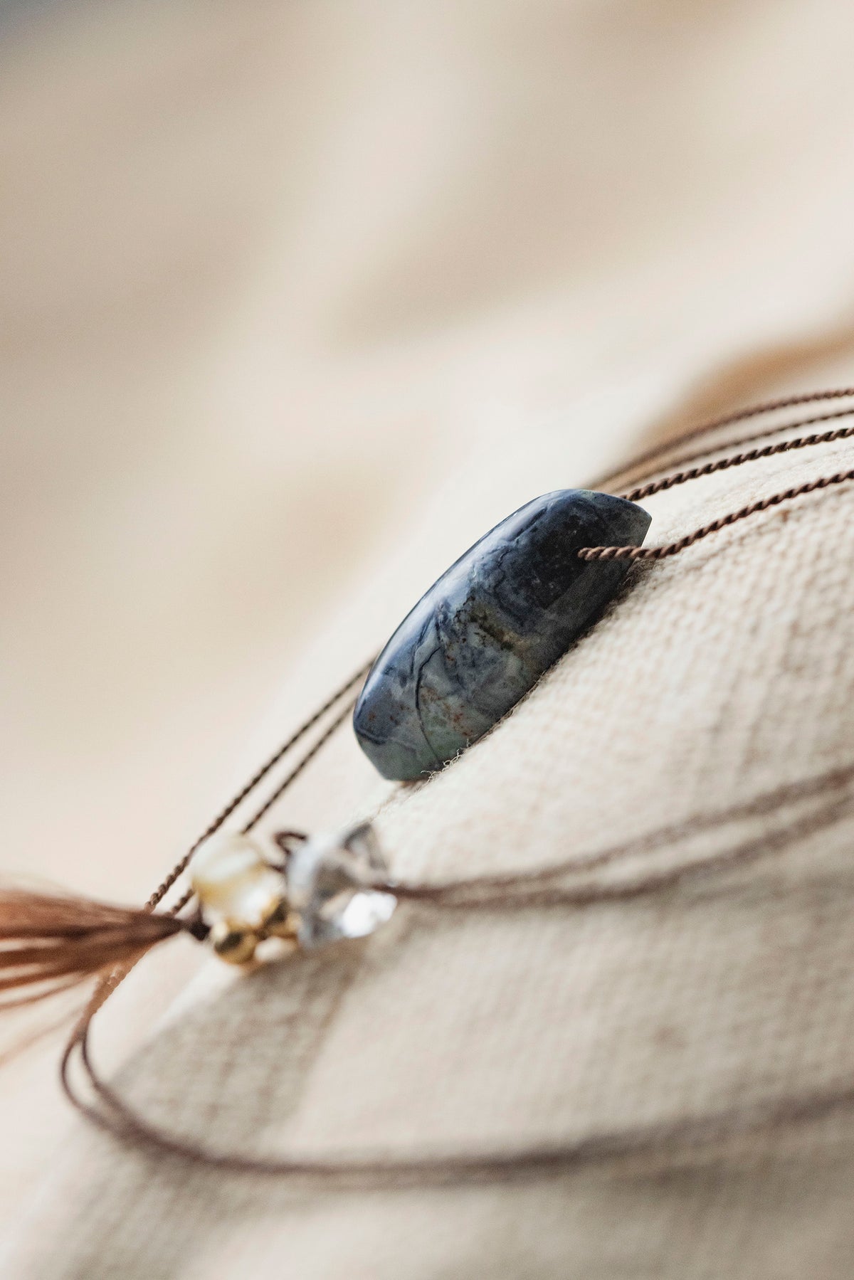 silk cord necklace (elestial quartz)