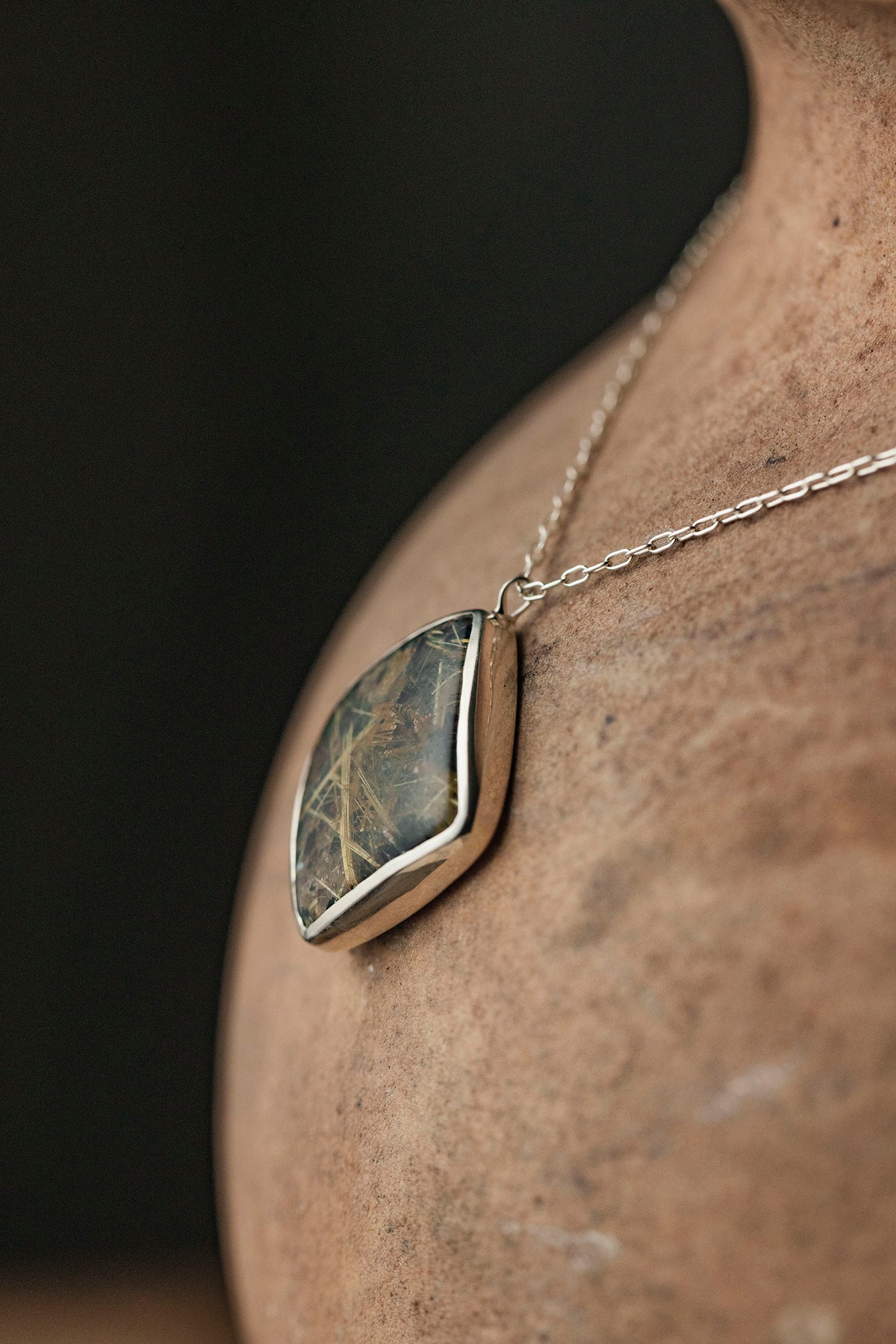 silver necklace  silver top ( rutilated quartz )