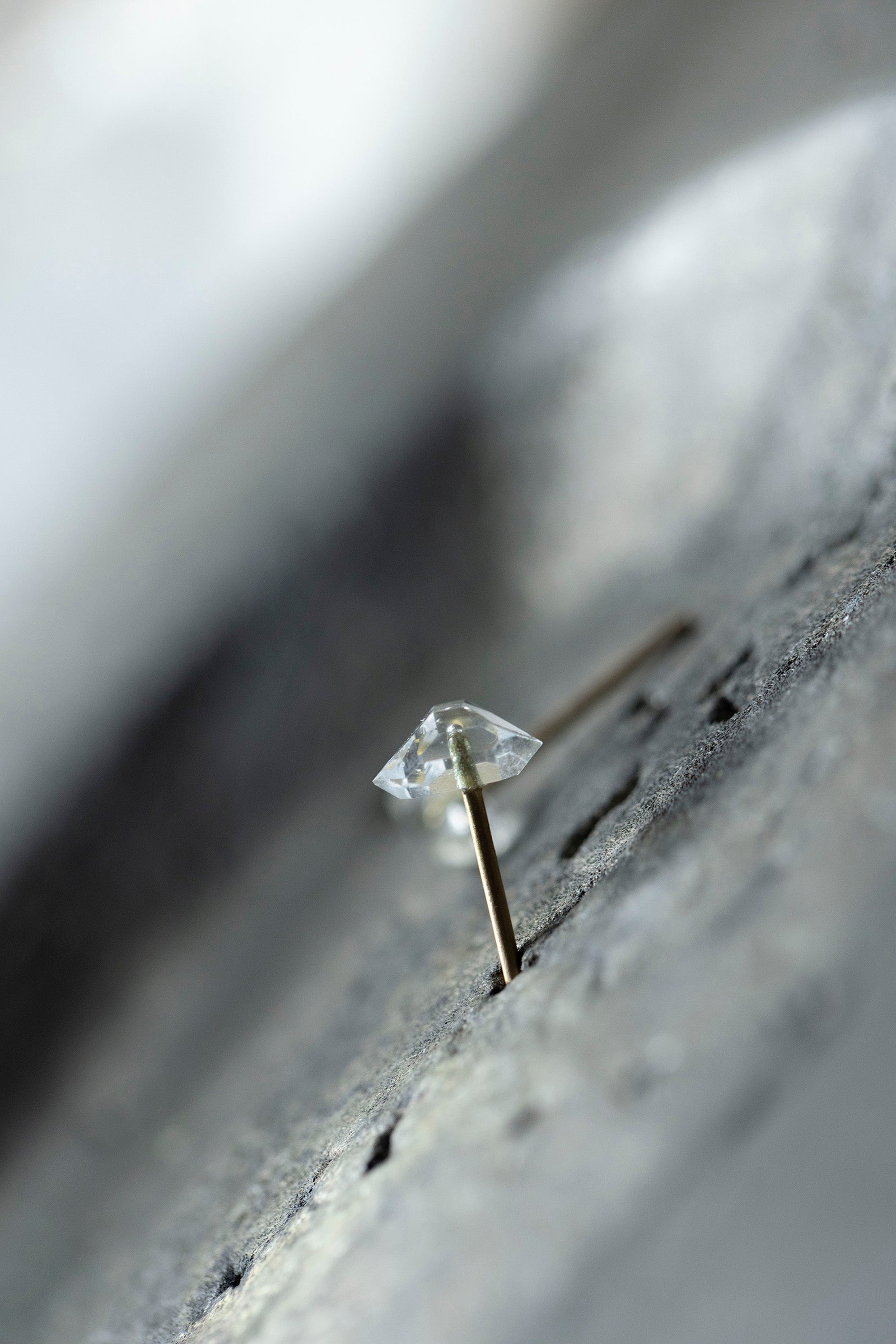 18K  herkimer quartz rough stone earrings (pair)