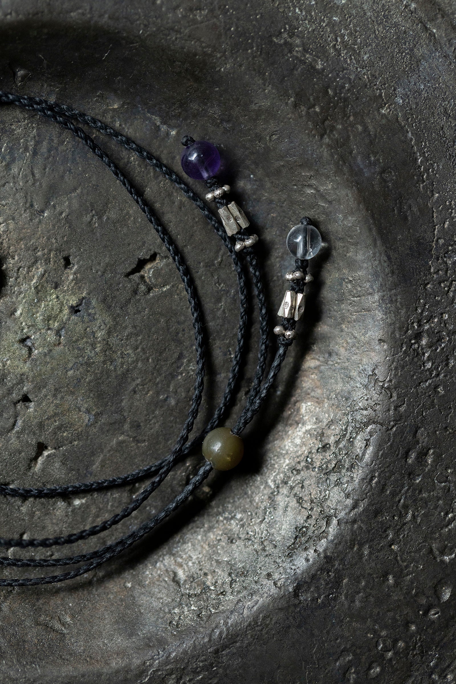 macrame necklace (fluorite)