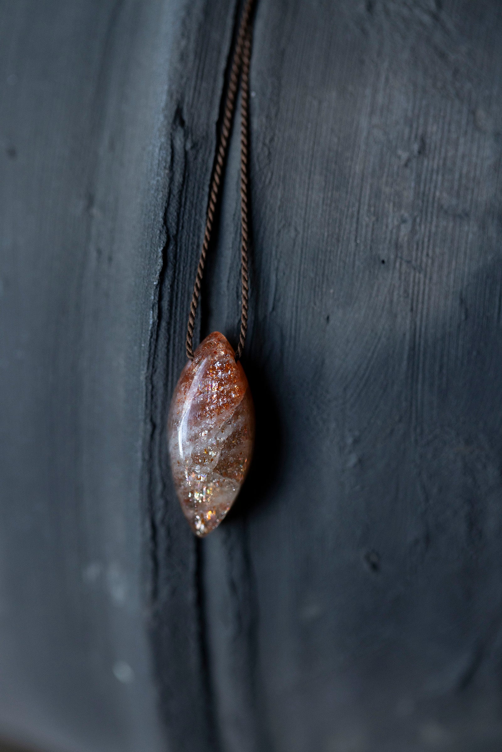 silk cord necklace (sunstone)