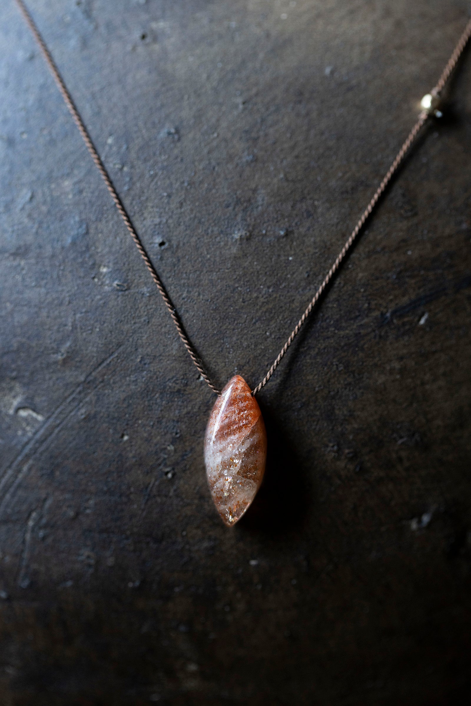 silk cord necklace (sunstone)