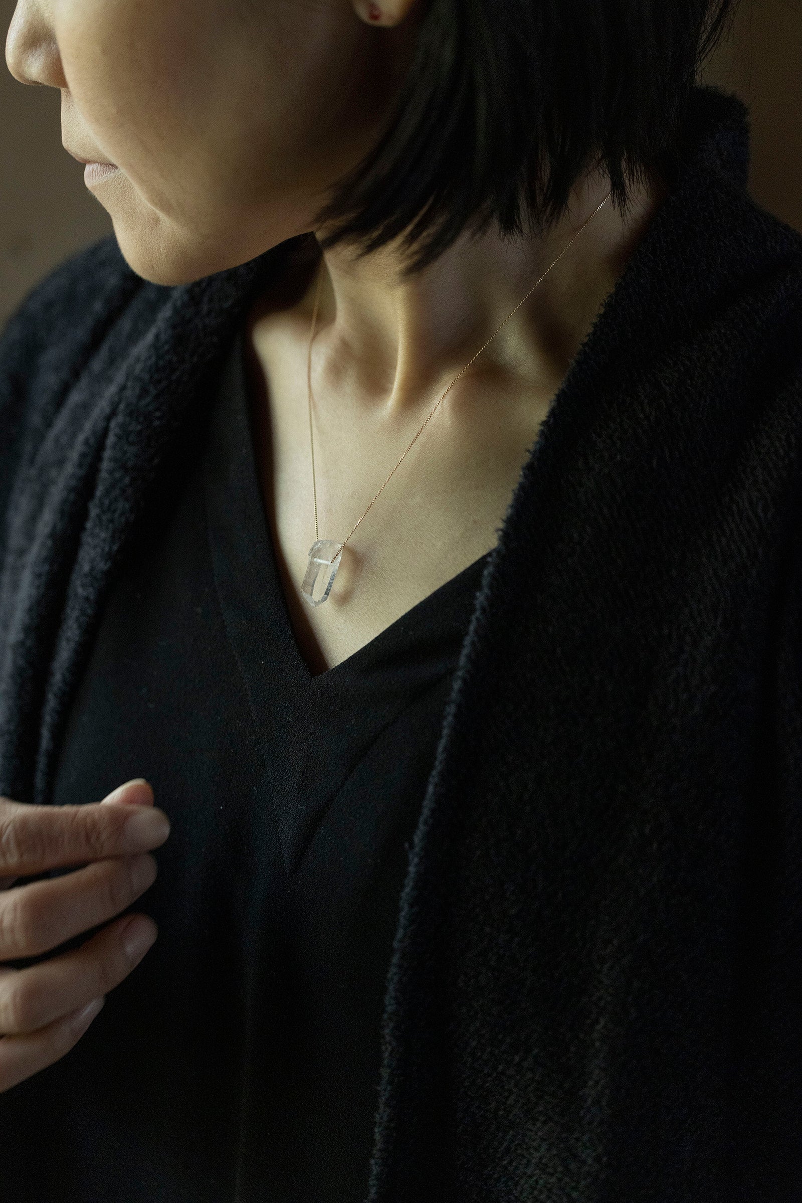 18K necklace ( quartz )