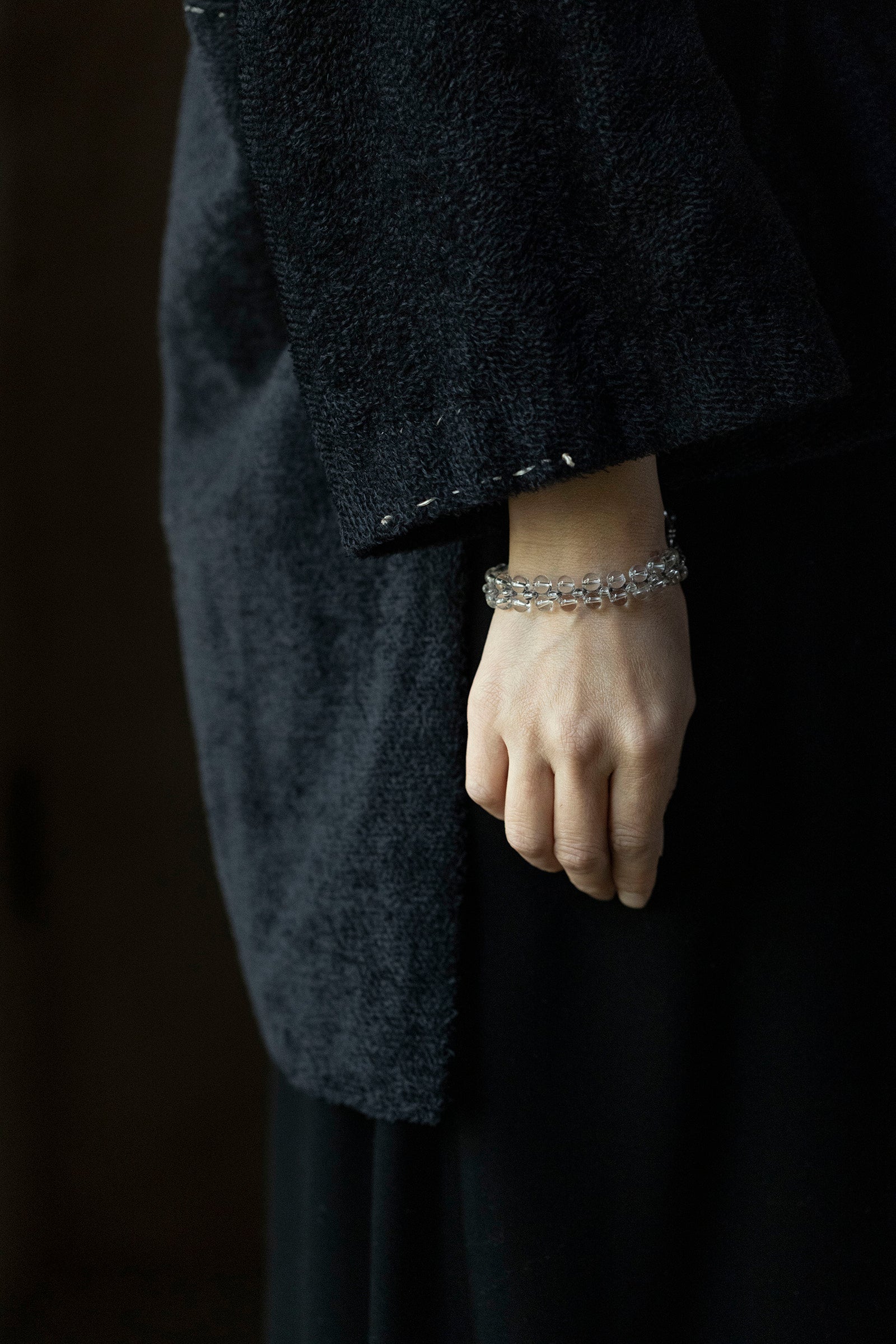 crystal beads flat  bracelet