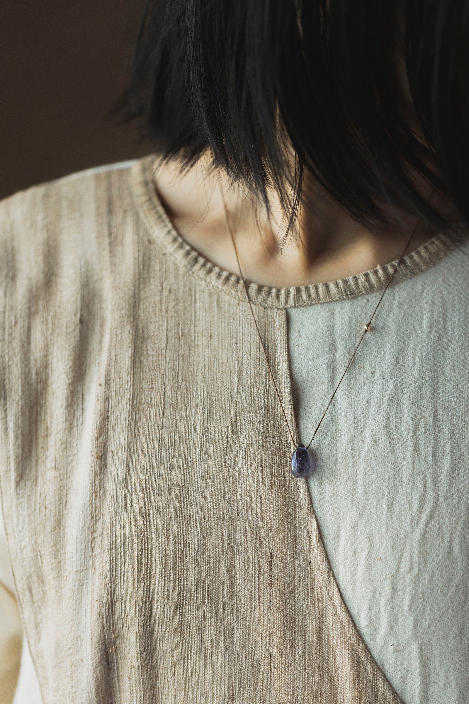 silk cord necklace (elestial quartz)