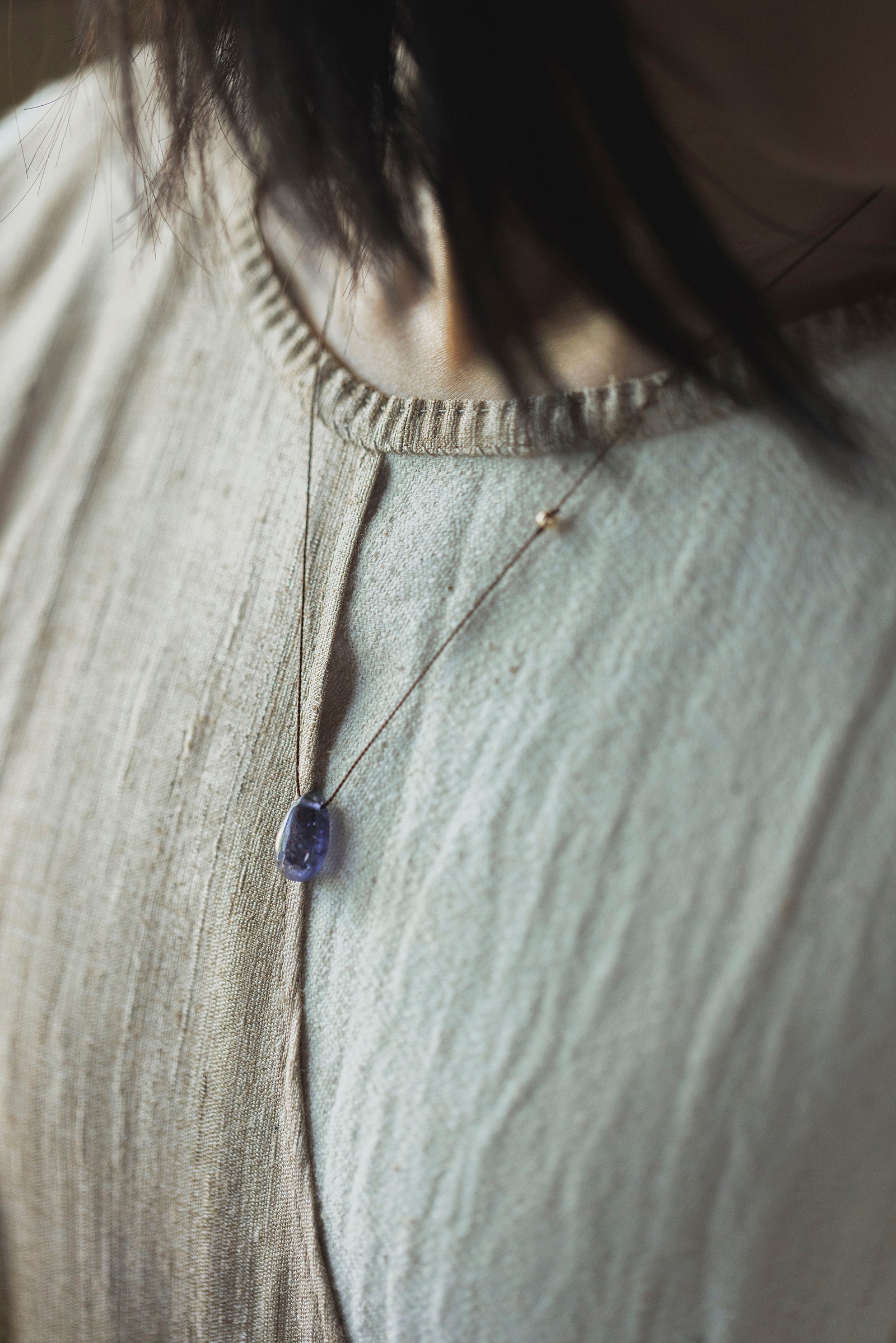 silk cord necklace (elestial quartz)