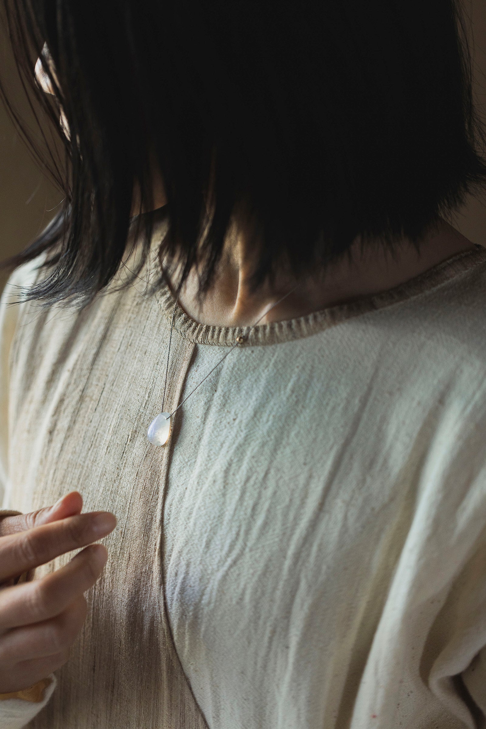 silk cord necklace (elestial quartz)