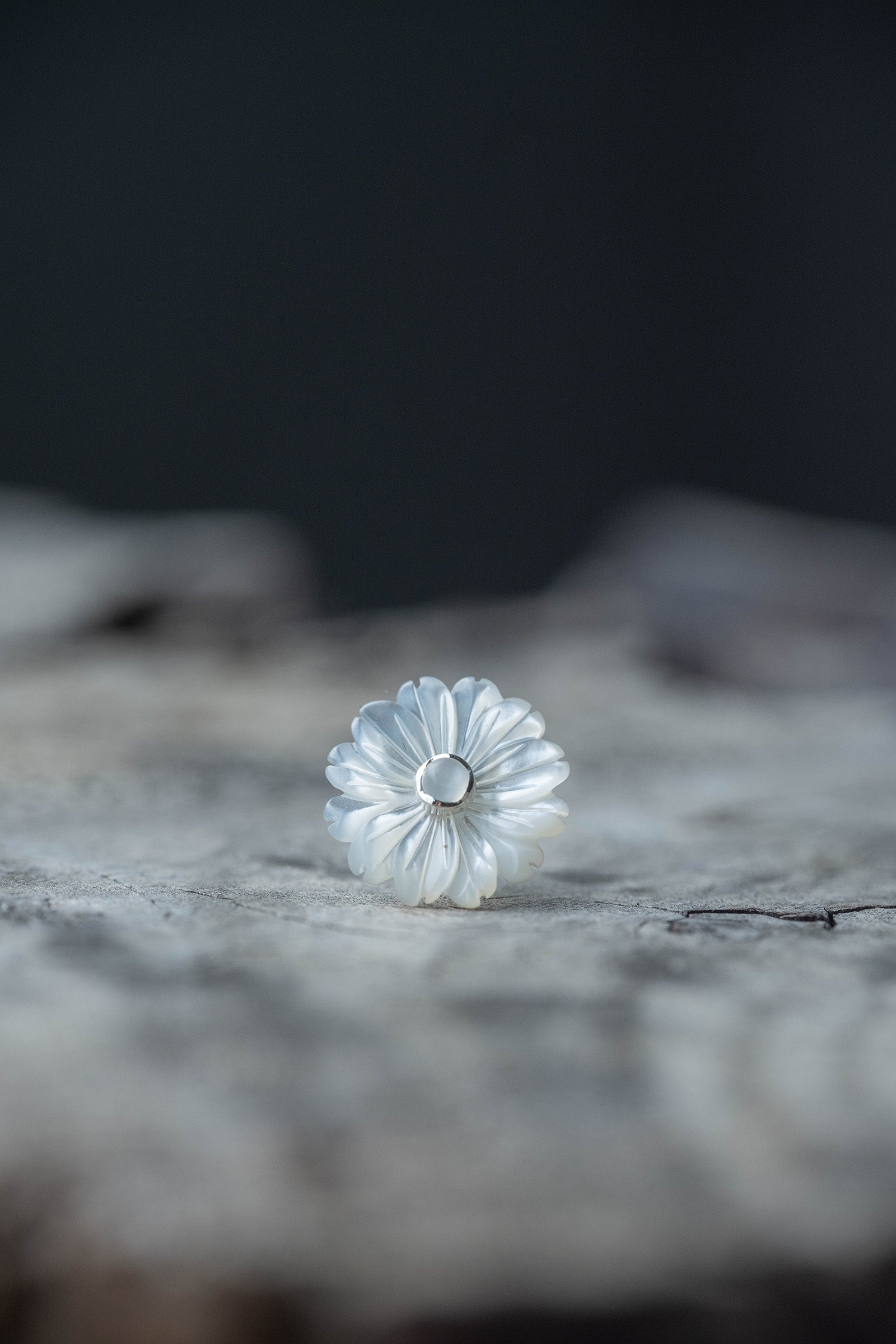 silver earrings pair moonstone +  daisy flower pearl  big