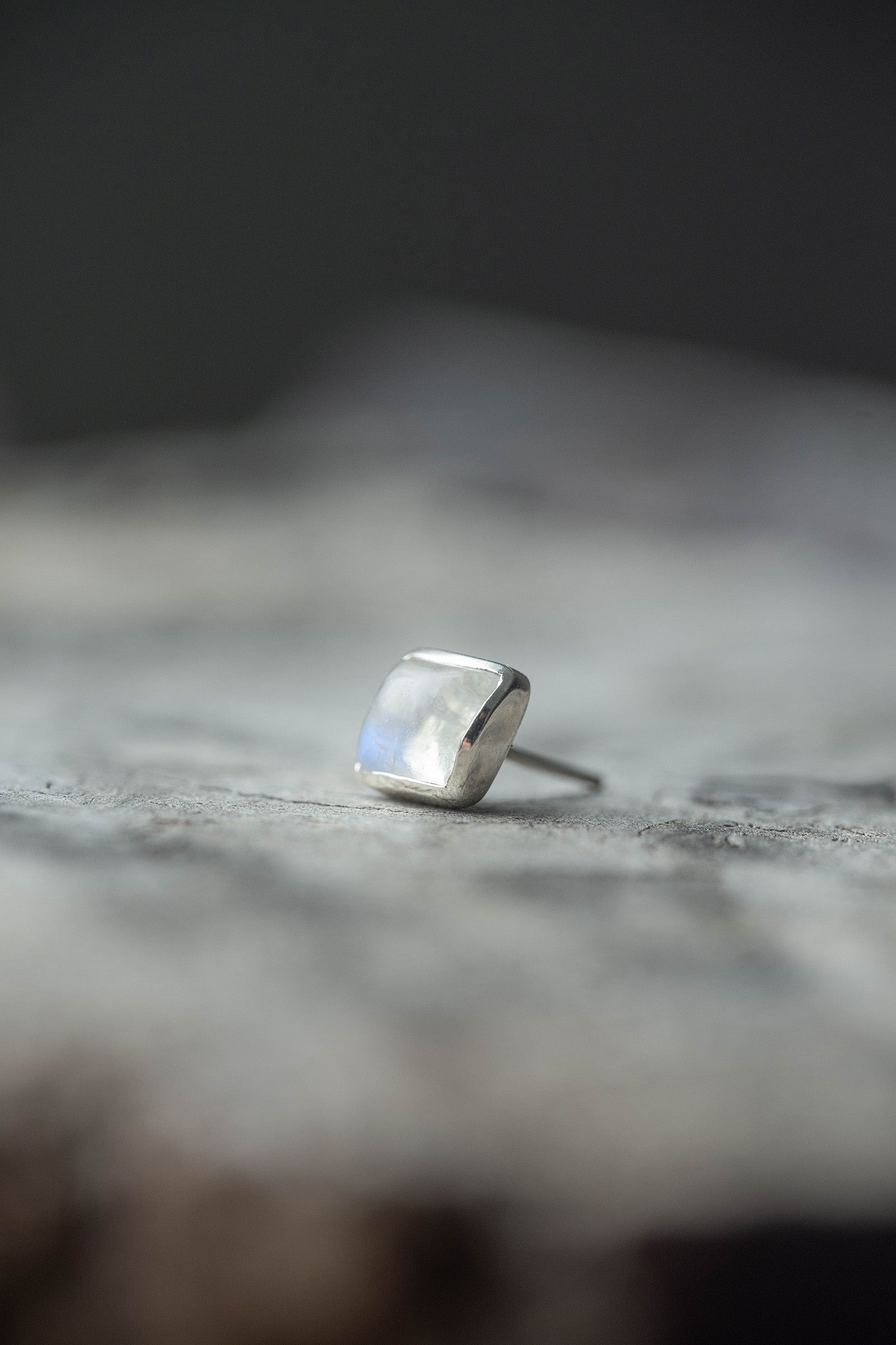 silver earrings pair rainbow moonstone