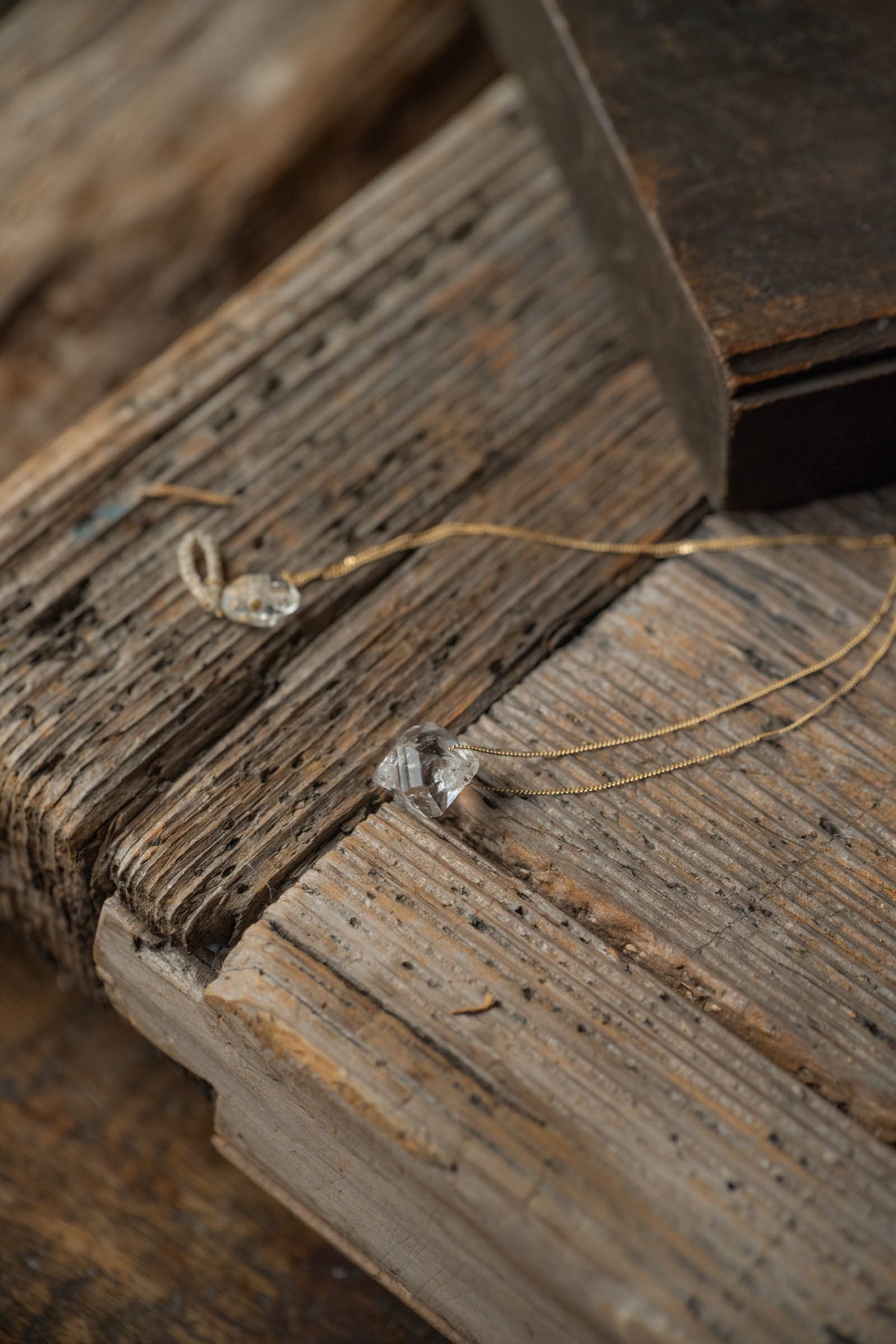 18K necklace ( herkimer quartz )
