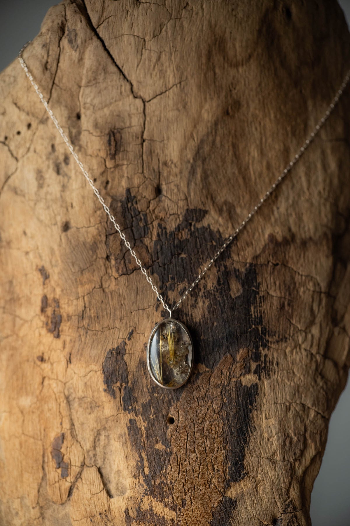 silver necklace  silver top ( rutile quartz )