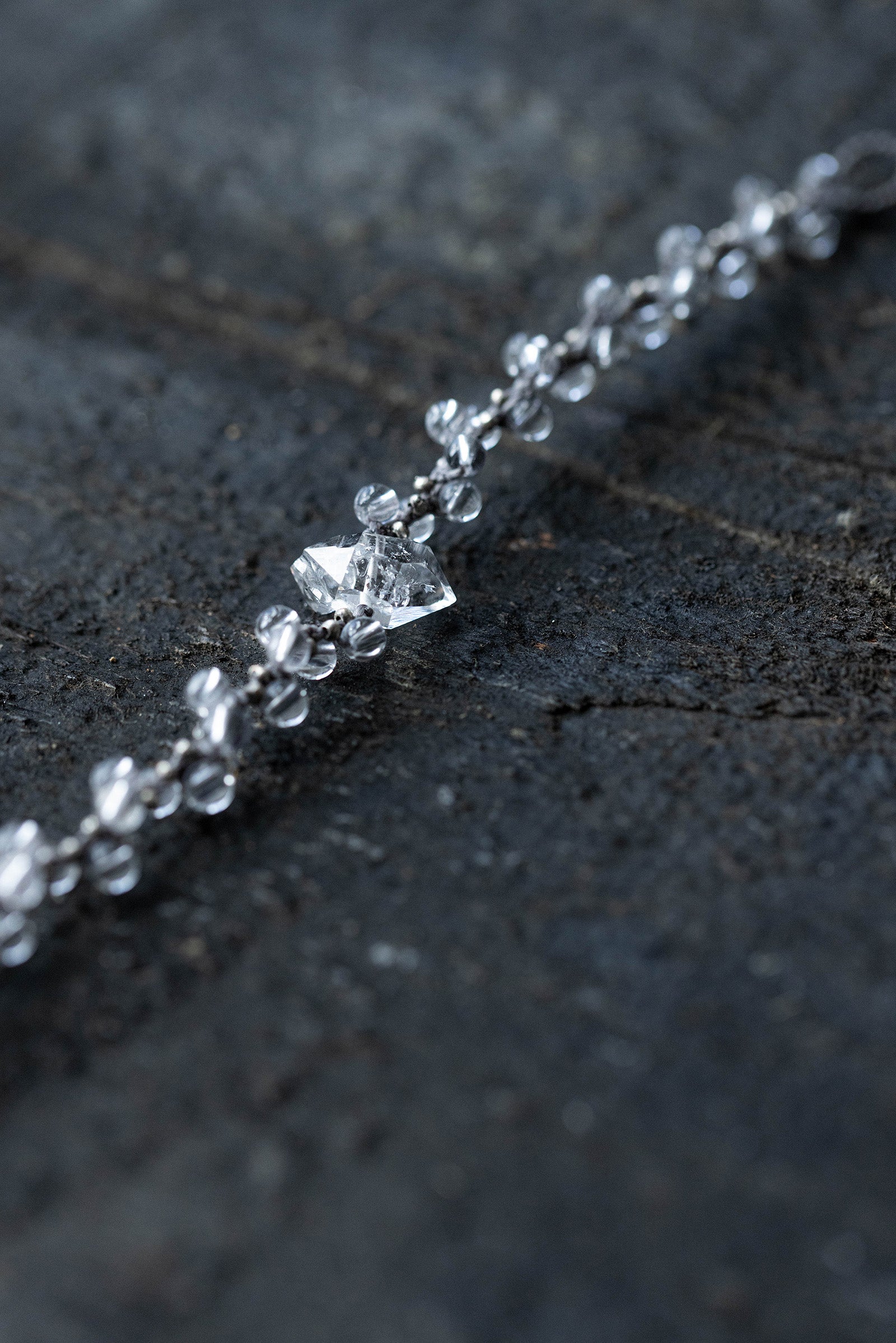 crystal beads bracelet (Herkimer quartz)