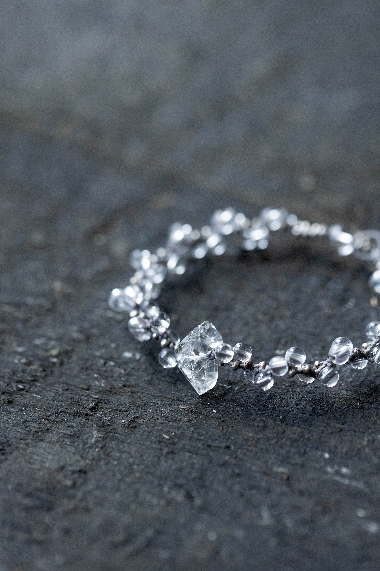 crystal beads bracelet (Herkimer quartz)