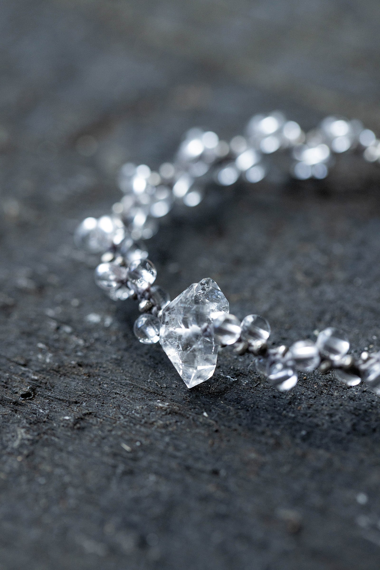 crystal beads bracelet (Herkimer quartz)