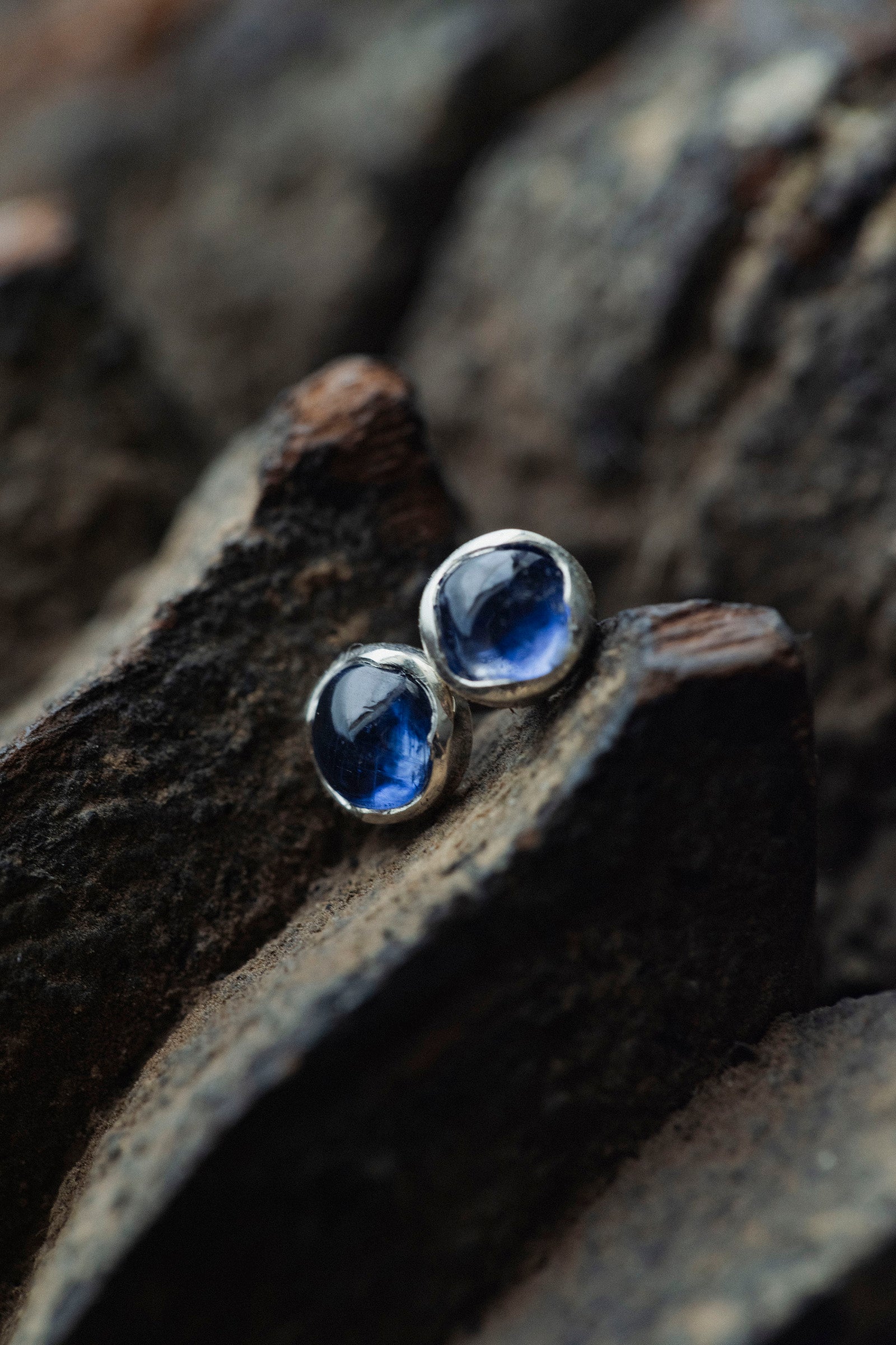 silver earrings pair ( iolite )