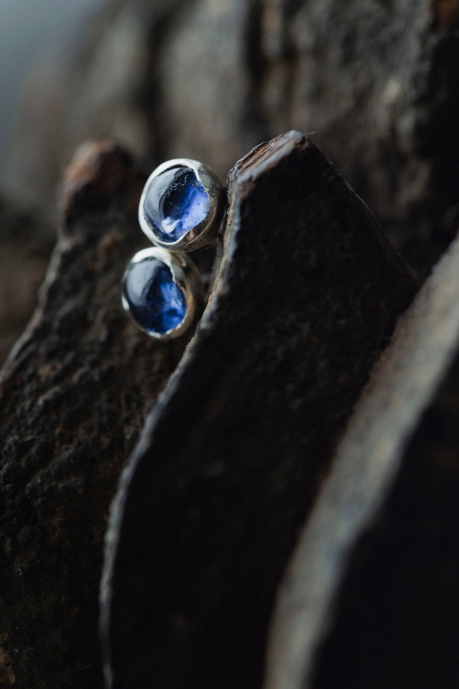 silver earrings pair ( iolite )