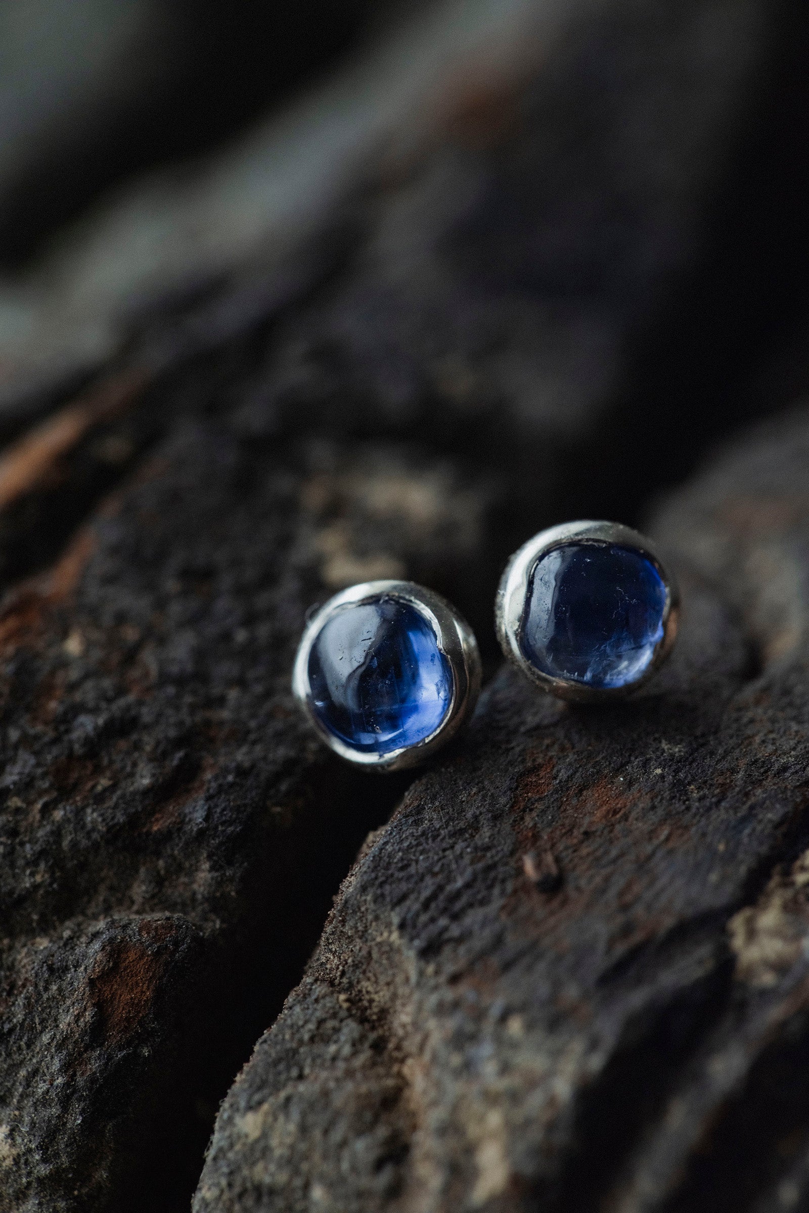 silver earrings pair ( iolite )
