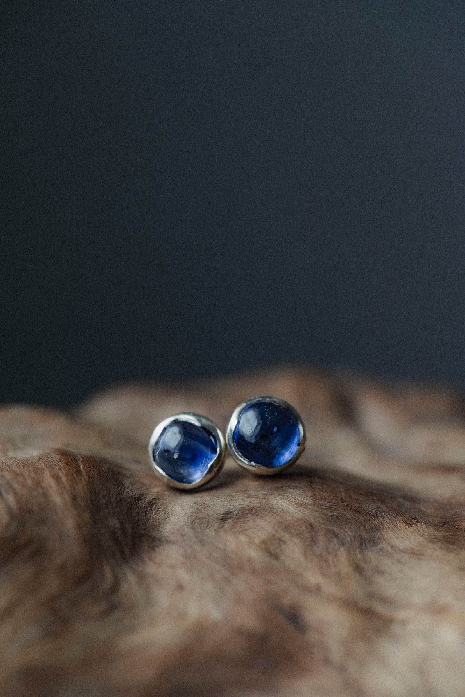 silver earrings pair ( iolite )